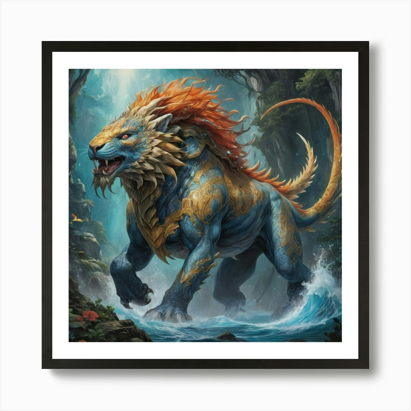Lion Of The Forest Art print painti Framed Wall Art Poster Canvas Print Picture