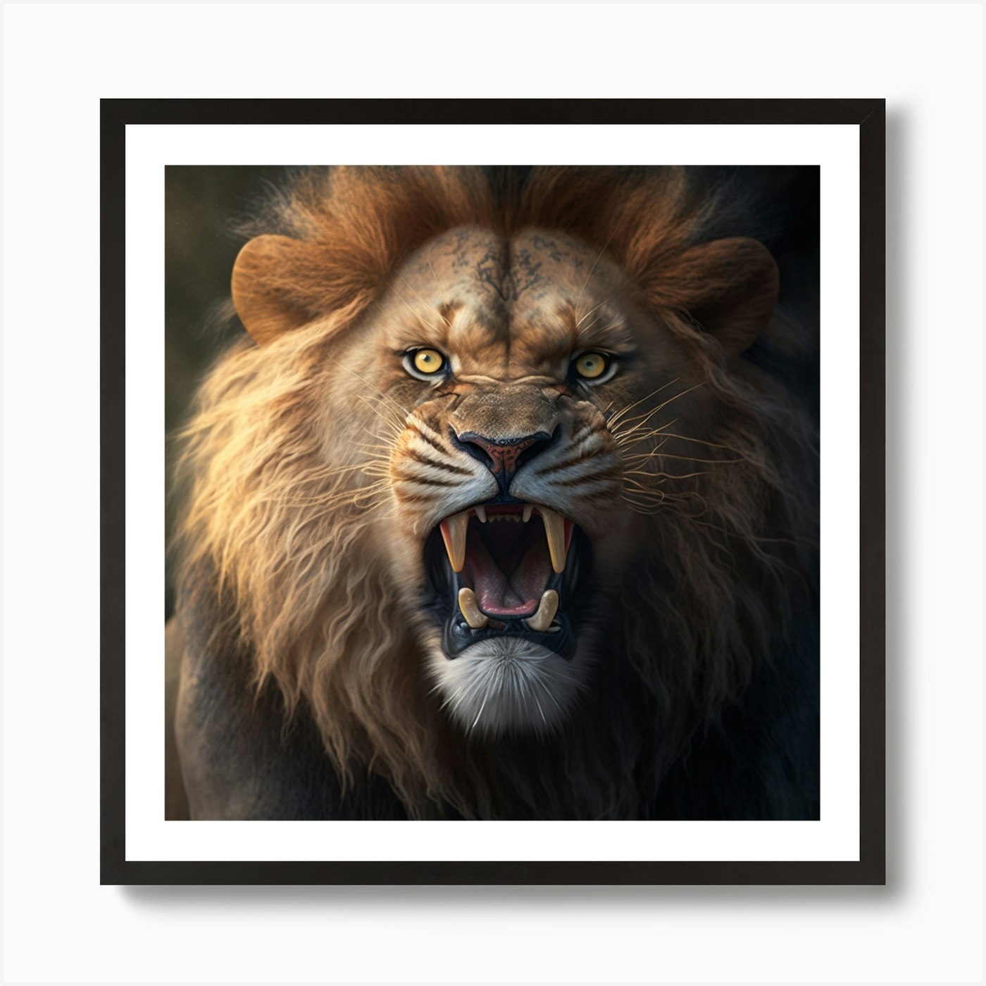 Lion Roaring 1 Art Print Framed Wall Art Poster Canvas Print Picture
