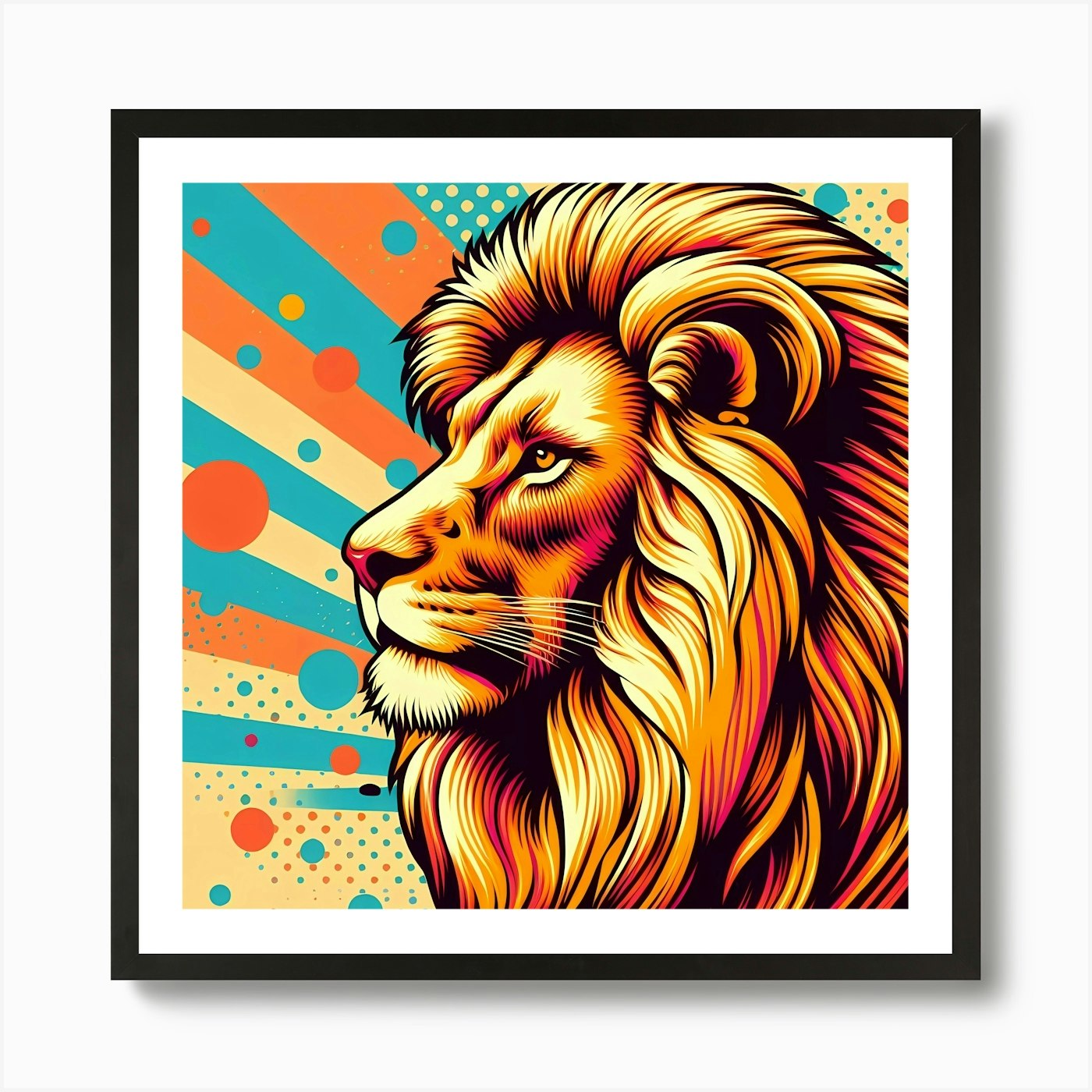Pop Lion 1 Art Print Framed Wall Art Poster Canvas Print Picture