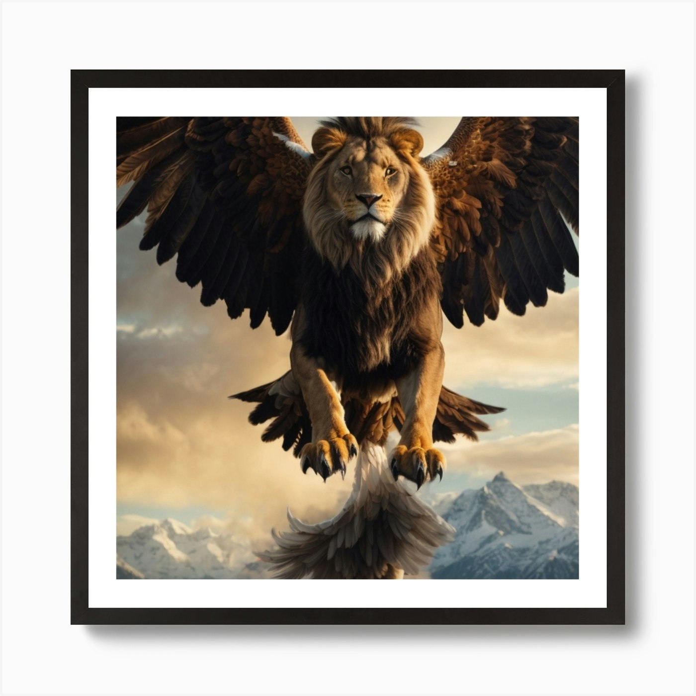 Lion In Flight Art Print Framed Wall Art Poster Canvas Print Picture