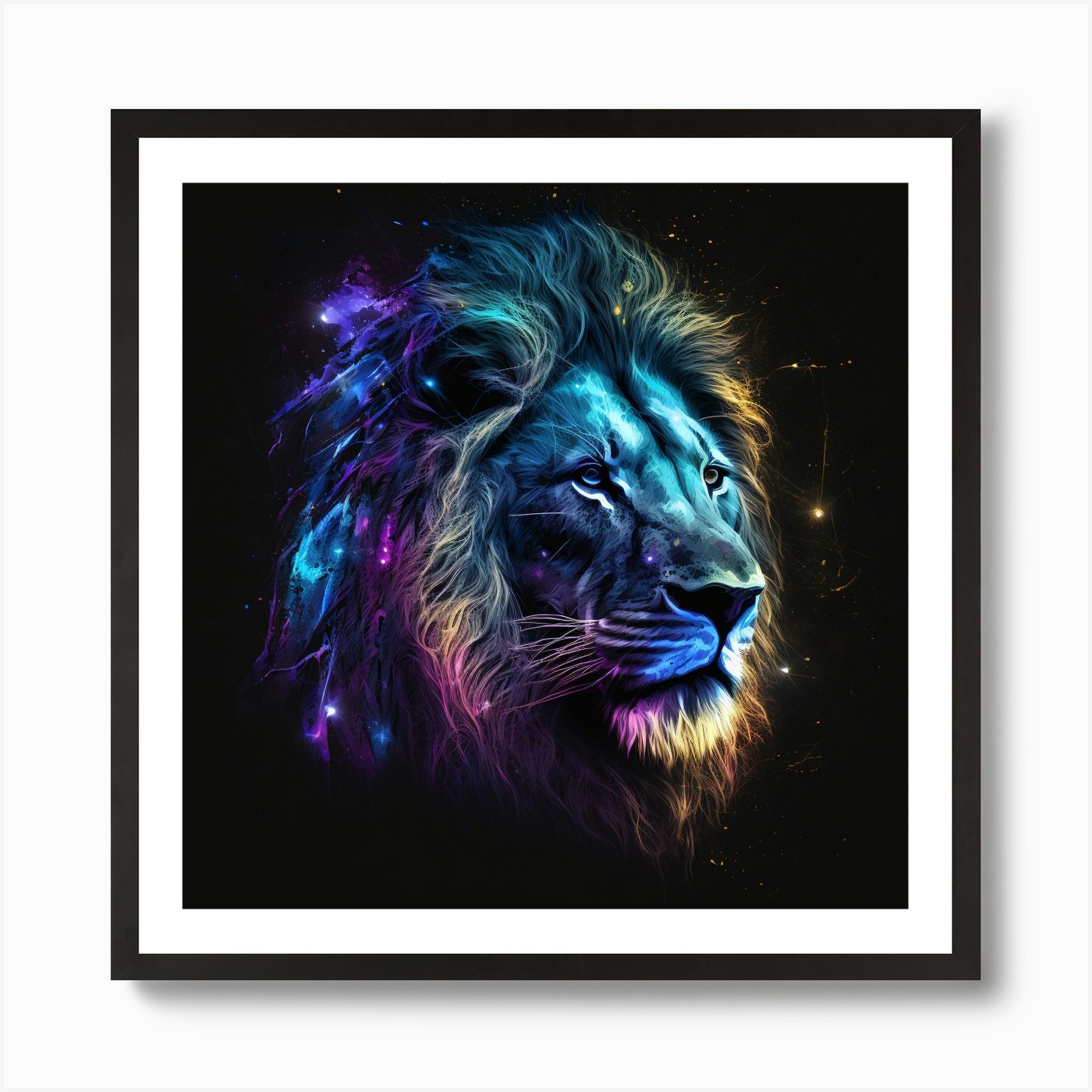 Galaxy Lion Art Print Framed Wall Art Poster Canvas Print Picture