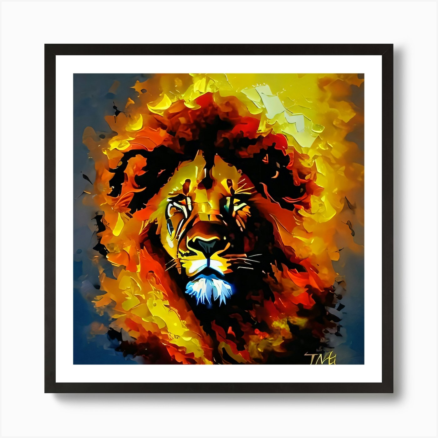 Burning Lion Art Print Framed Wall Art Poster Canvas Print Picture