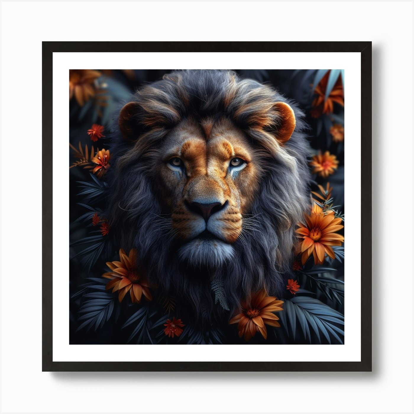 Lion Portrait Art Print Framed Wall Art Poster Canvas Print Picture