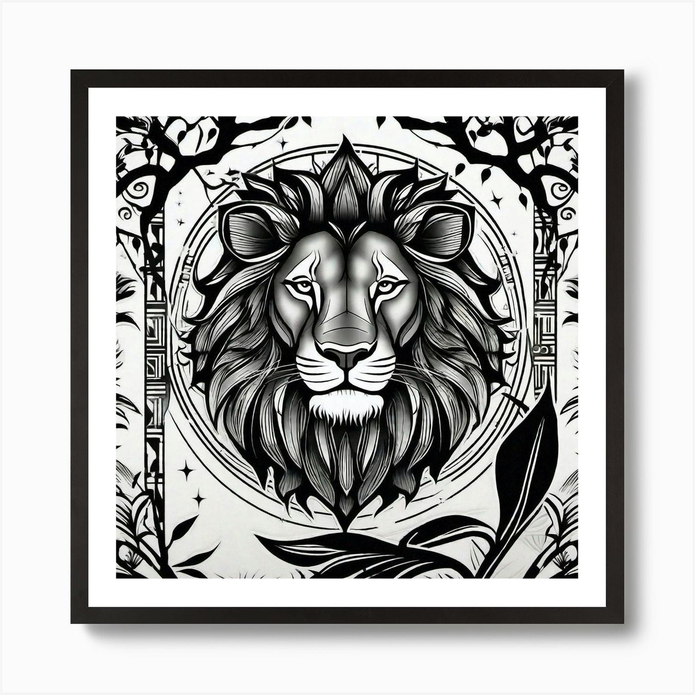 Lion In The Forest 6 Art Print Framed Wall Art Poster Canvas Print Picture