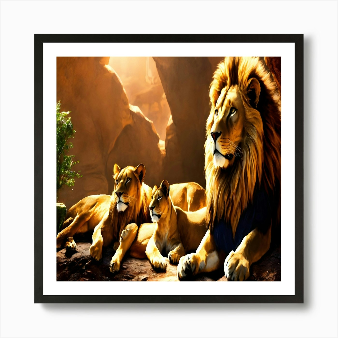 Lions Art Print Framed Wall Art Poster Canvas Print Picture