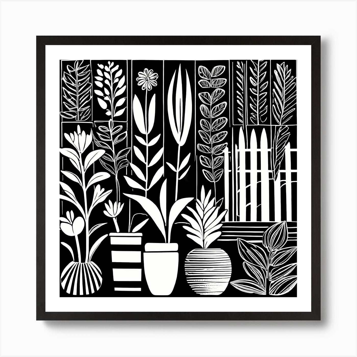 Lion cut inspired Black and white G Framed Wall Art Poster Canvas Print Picture