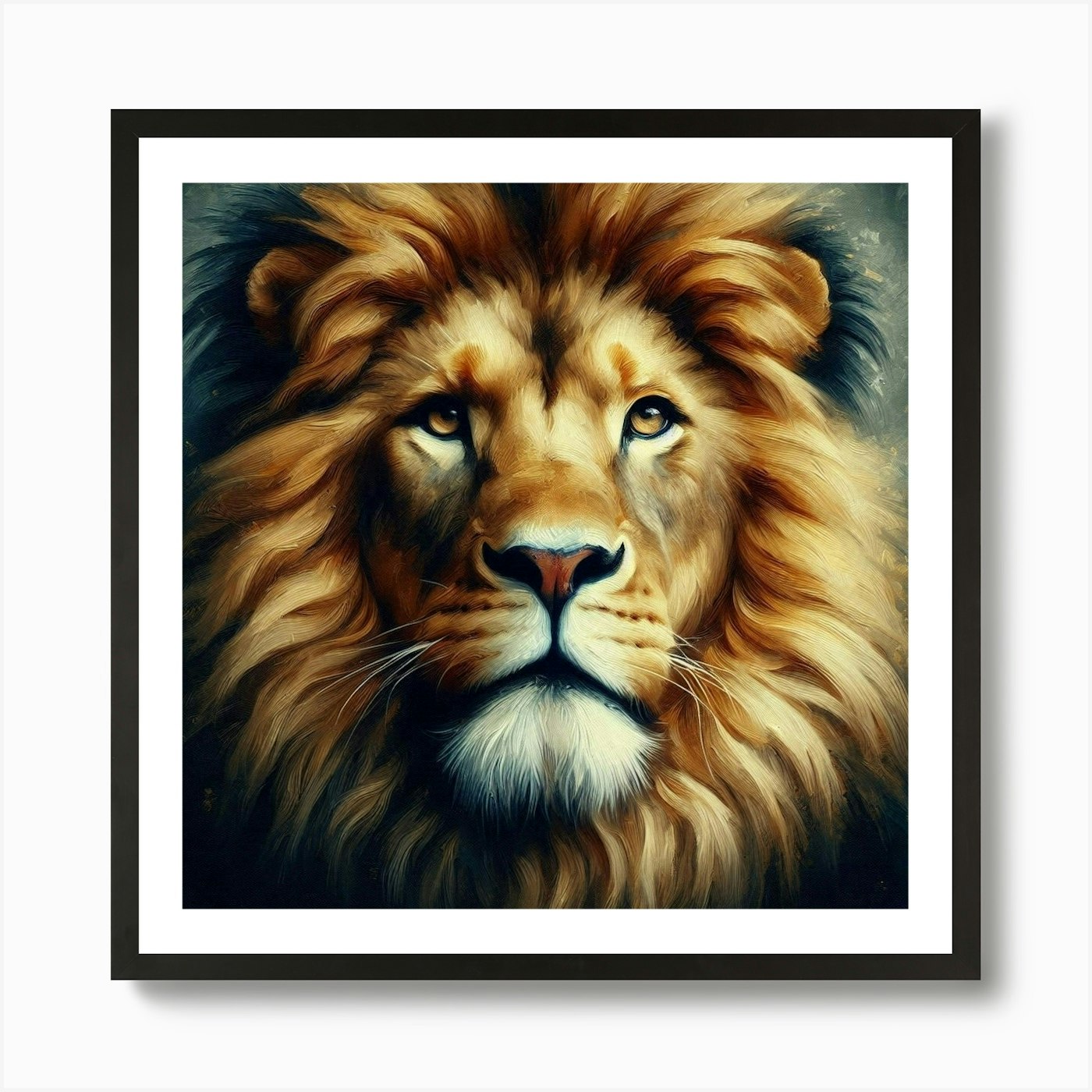 Lion Painting in oil paints Art Pri Framed Wall Art Poster Canvas Print Picture