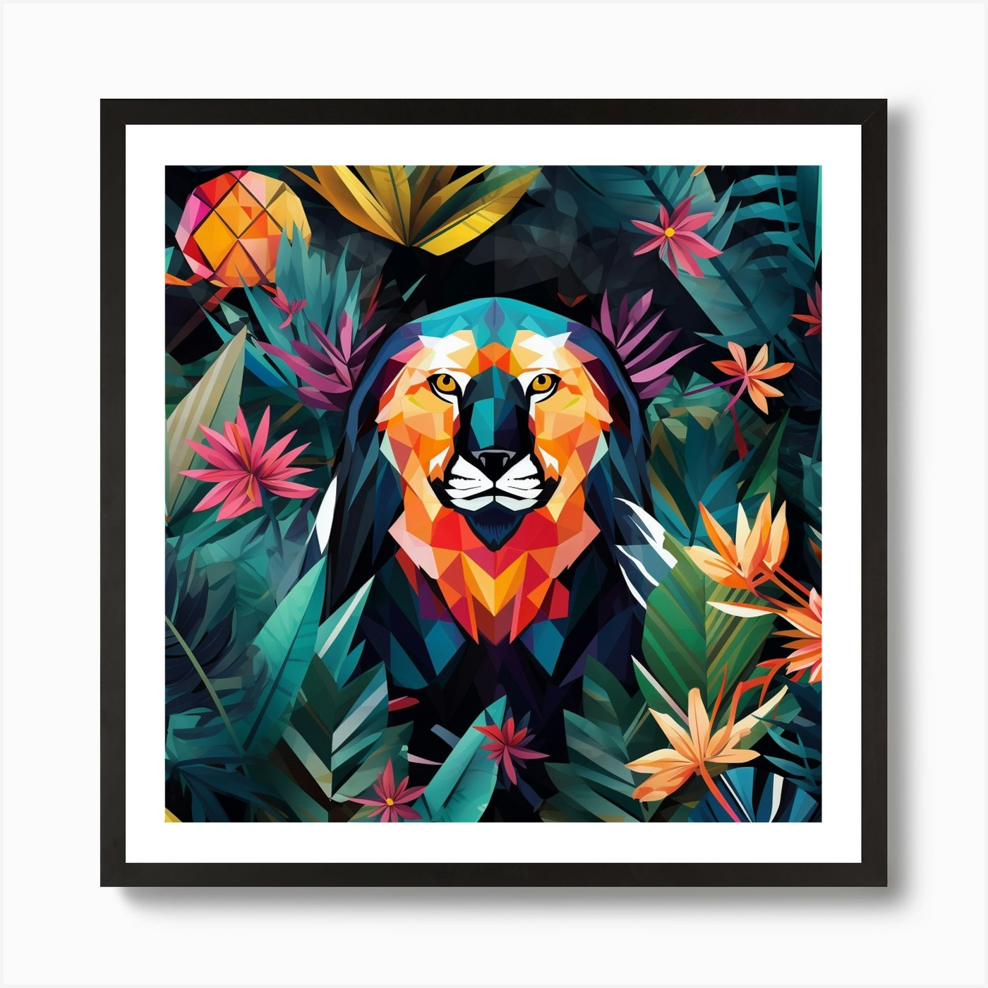 Lion In The Jungle 13 Art Print Framed Wall Art Poster Canvas Print Picture