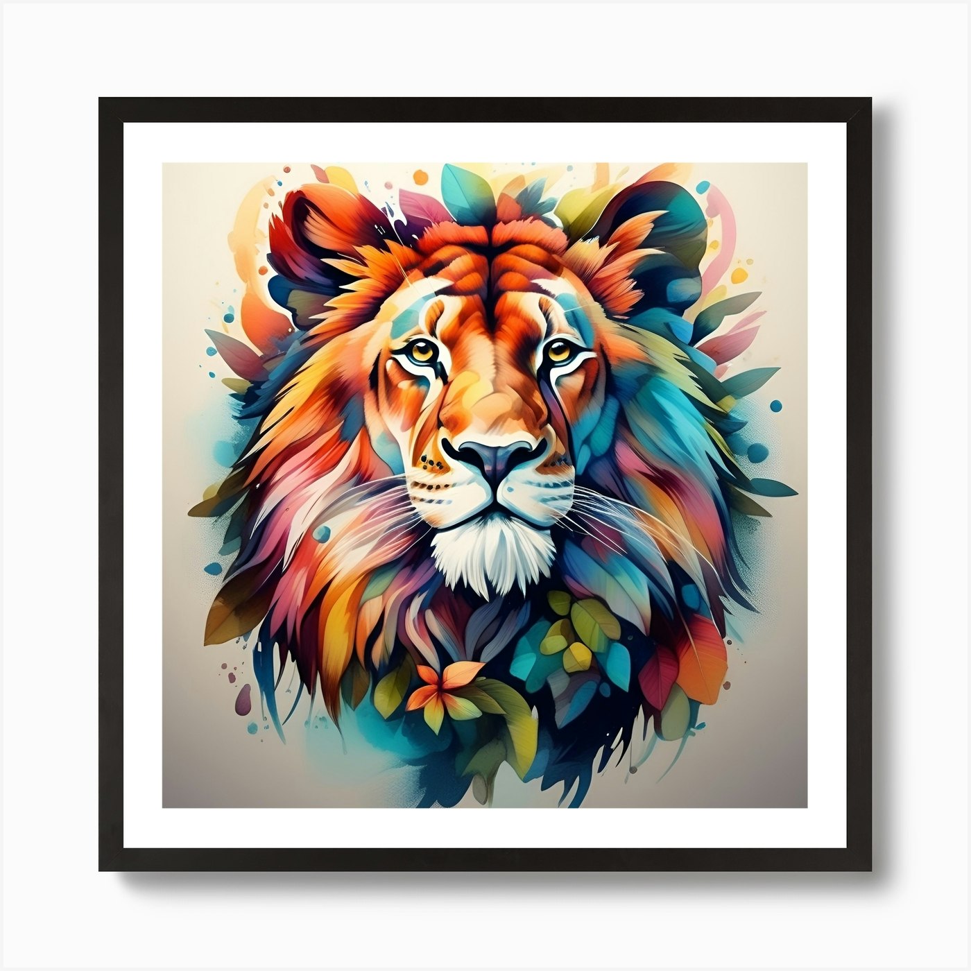 Colorful Lion Head 1 Art Print Framed Wall Art Poster Canvas Print Picture