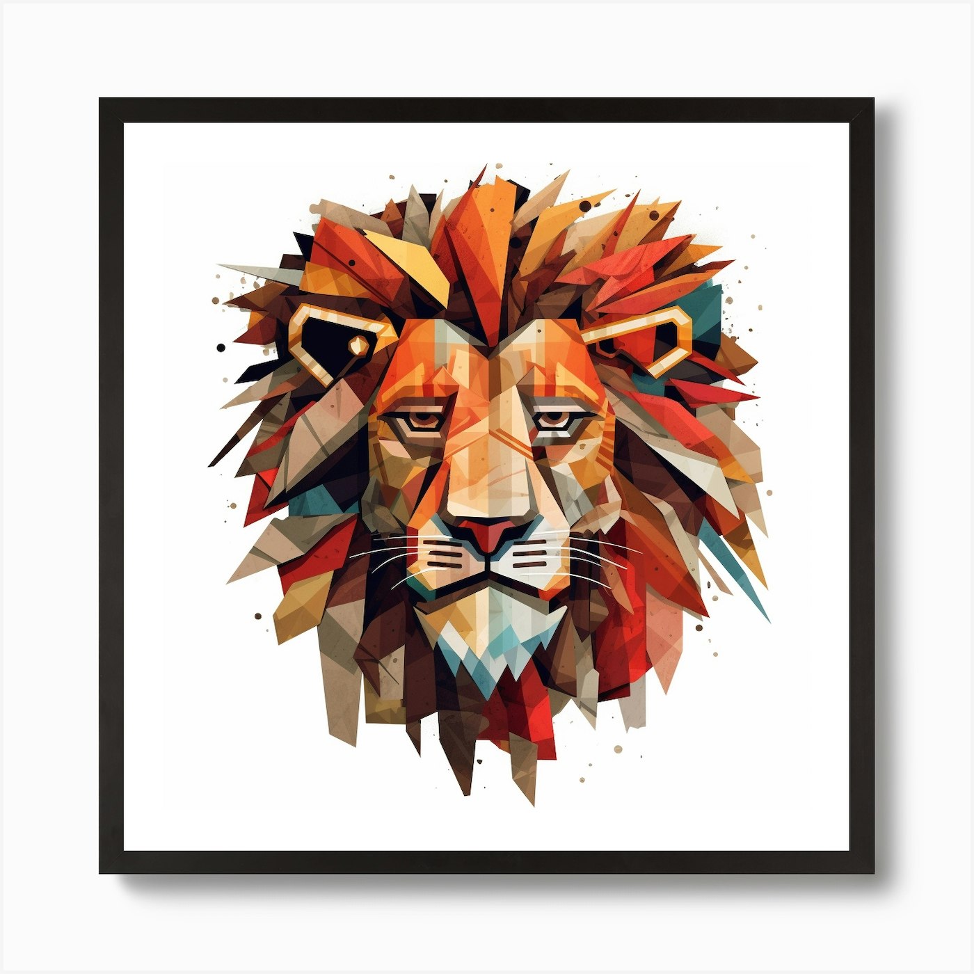 Geometric Lion Head Art Print Framed Wall Art Poster Canvas Print Picture