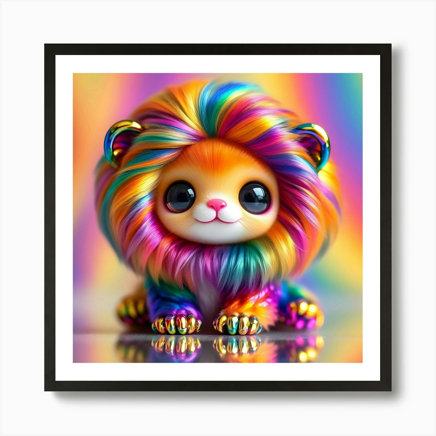Rainbow Lion 4 Art Print Framed Wall Art Poster Canvas Print Picture