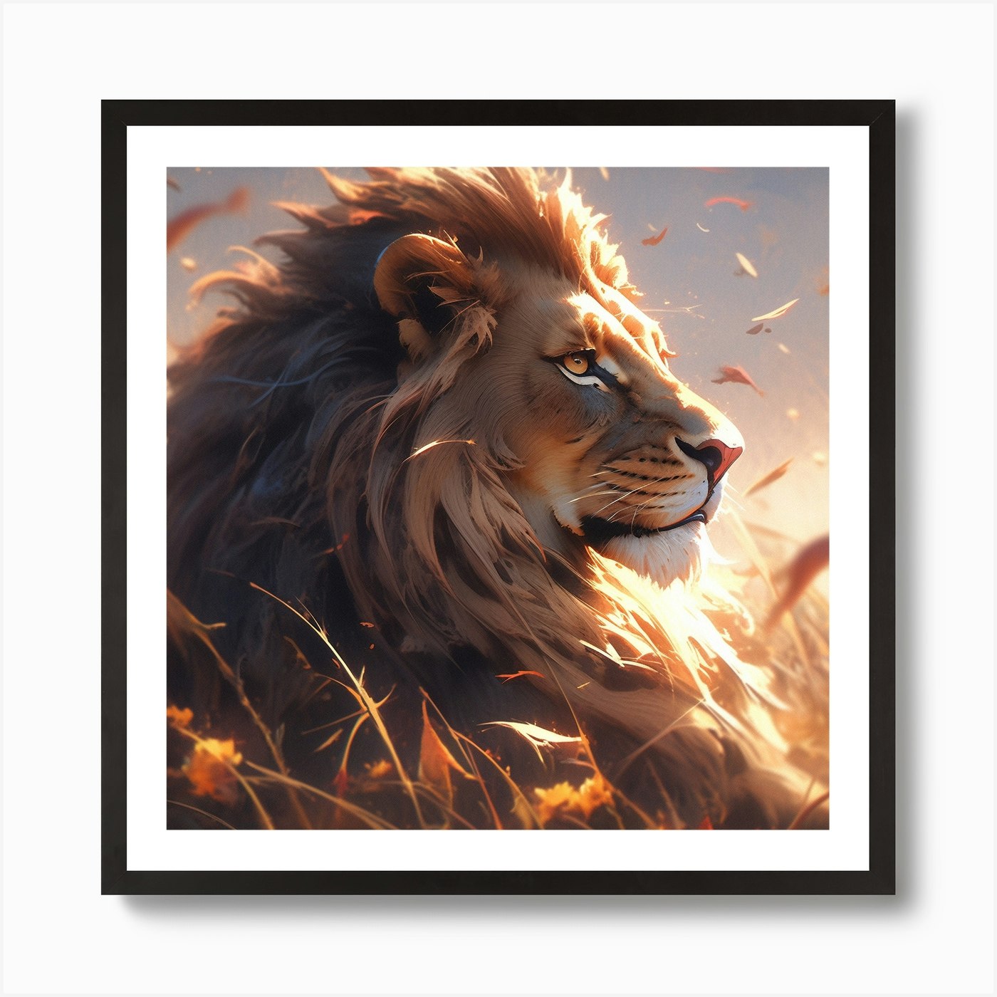 Calm majestic lion Art Print Framed Wall Art Poster Canvas Print Picture