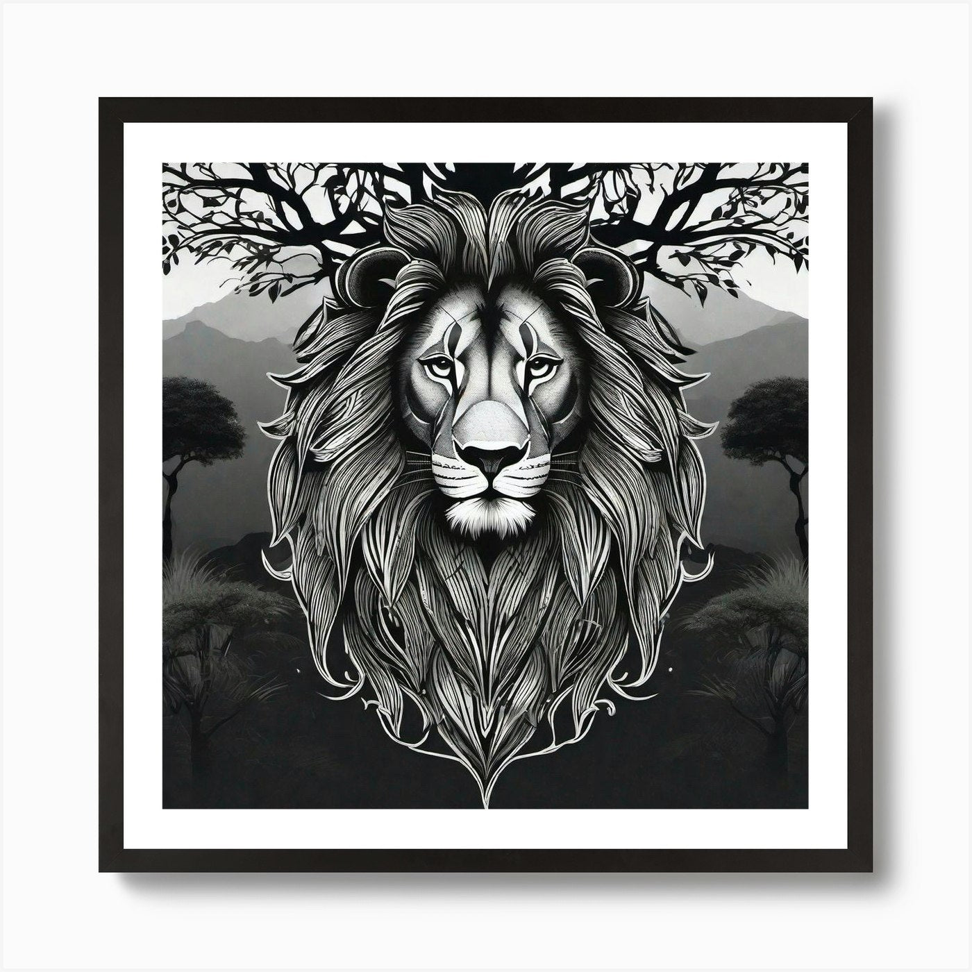 Lion Head 20 Art Print Framed Wall Art Poster Canvas Print Picture