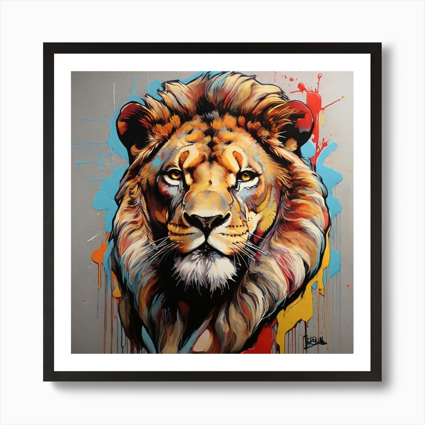 Pop Art graffiti Lion Art Print Framed Wall Art Poster Canvas Print Picture
