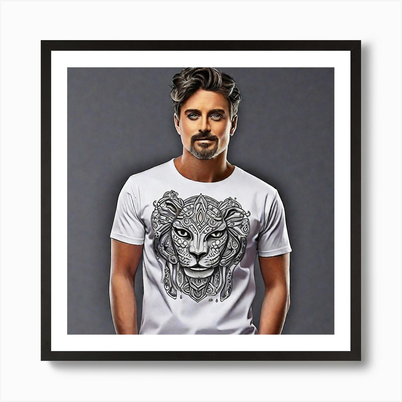 Lion T-Shirt Art Print Framed Wall Art Poster Canvas Print Picture