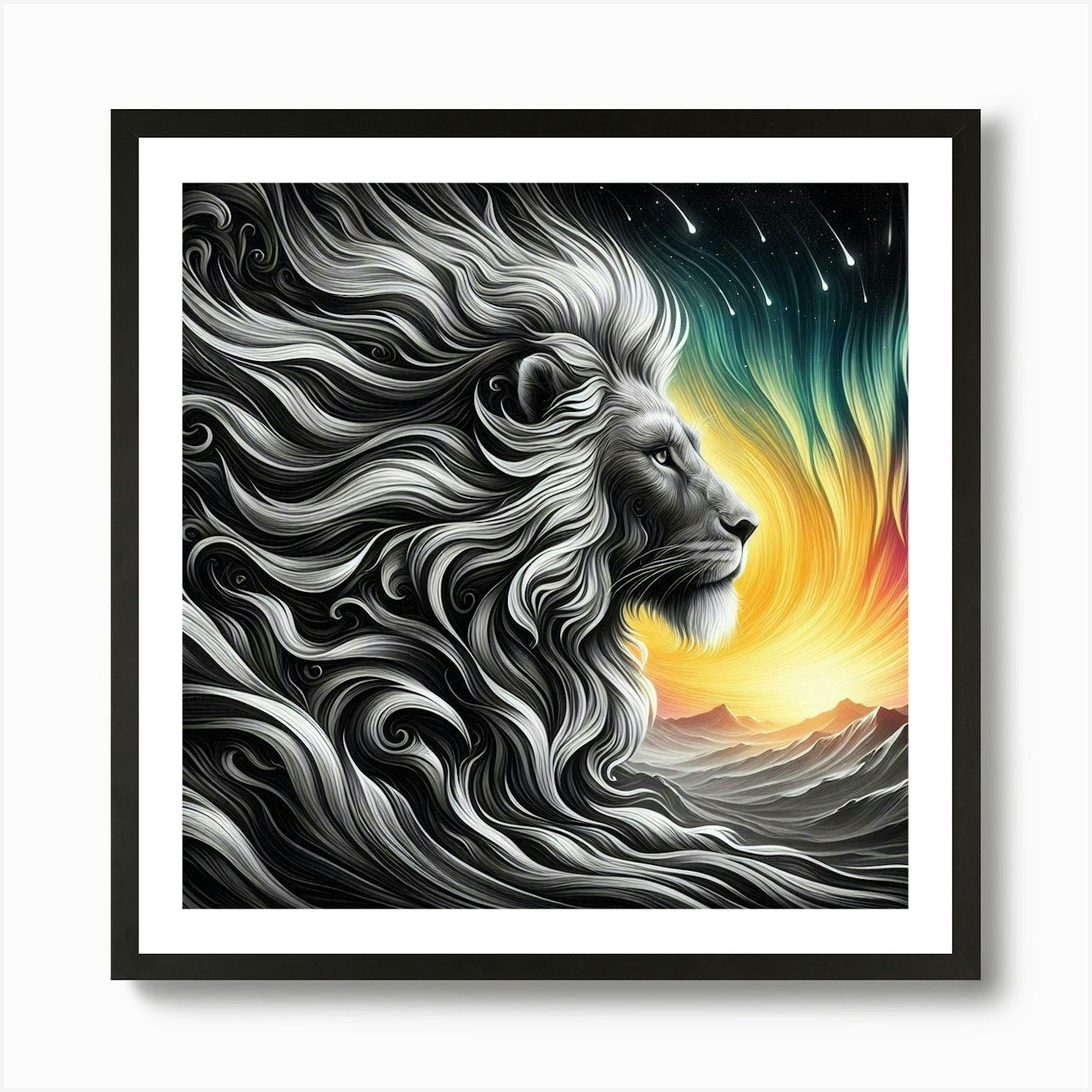 Lion Of The Night Art Print Framed Wall Art Poster Canvas Print Picture