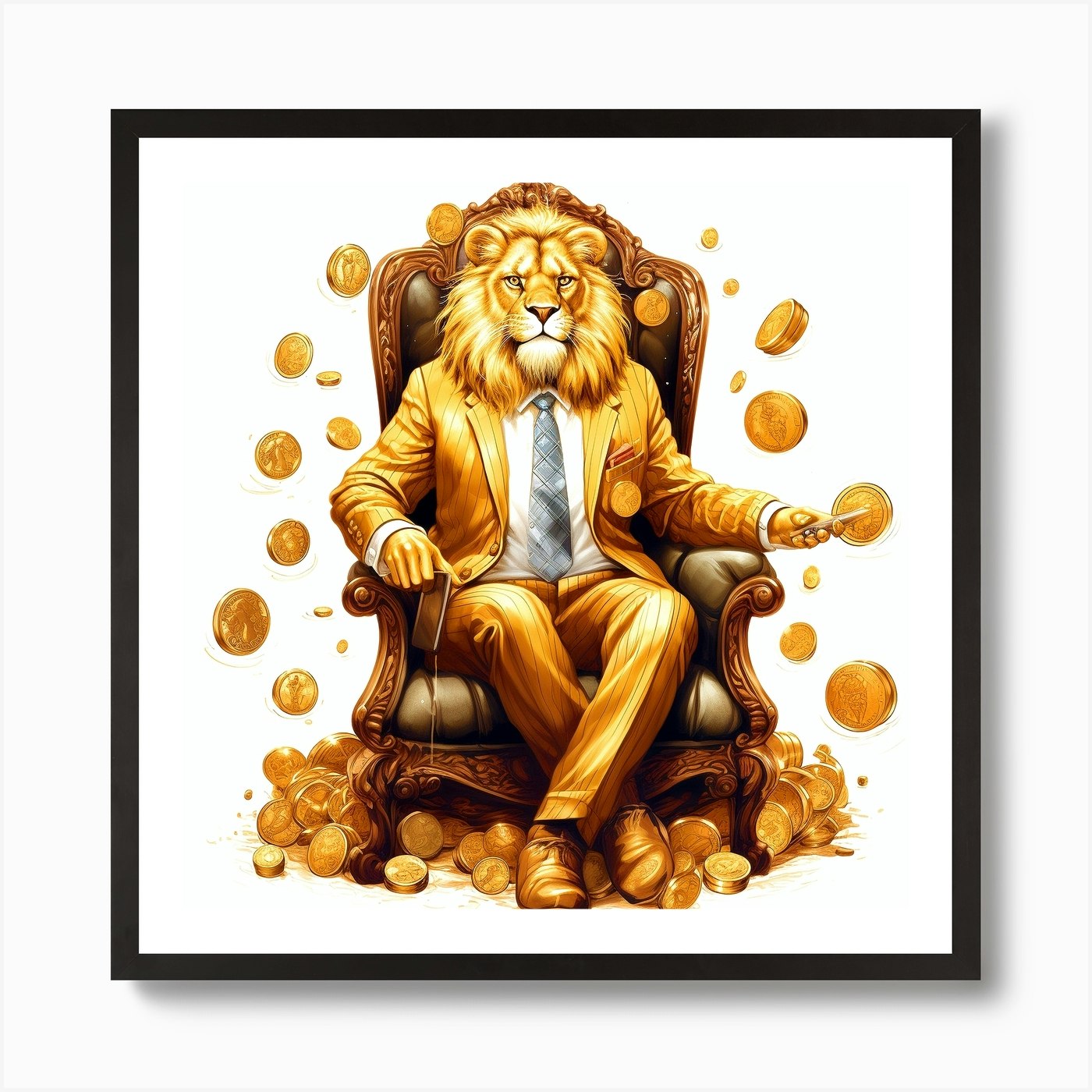Golden Lion 1 Art Print Framed Wall Art Poster Canvas Print Picture