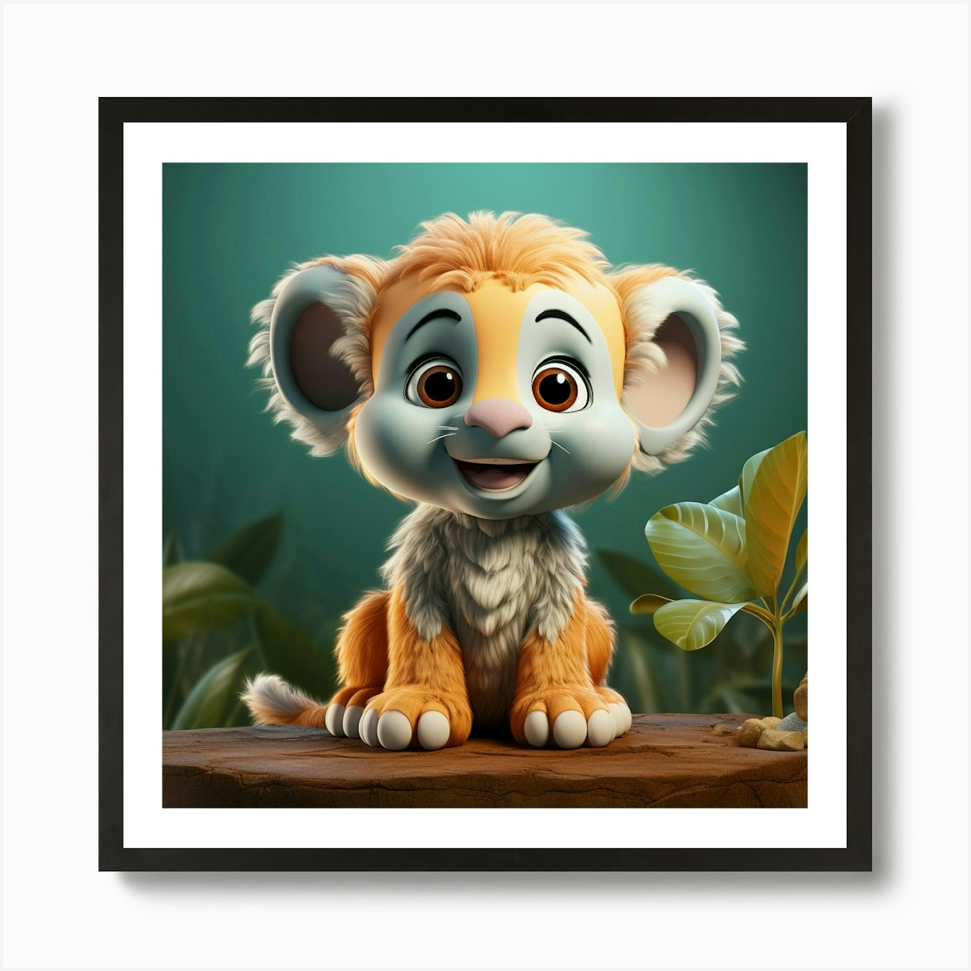 Lion Cub 30 Art Print Framed Wall Art Poster Canvas Print Picture