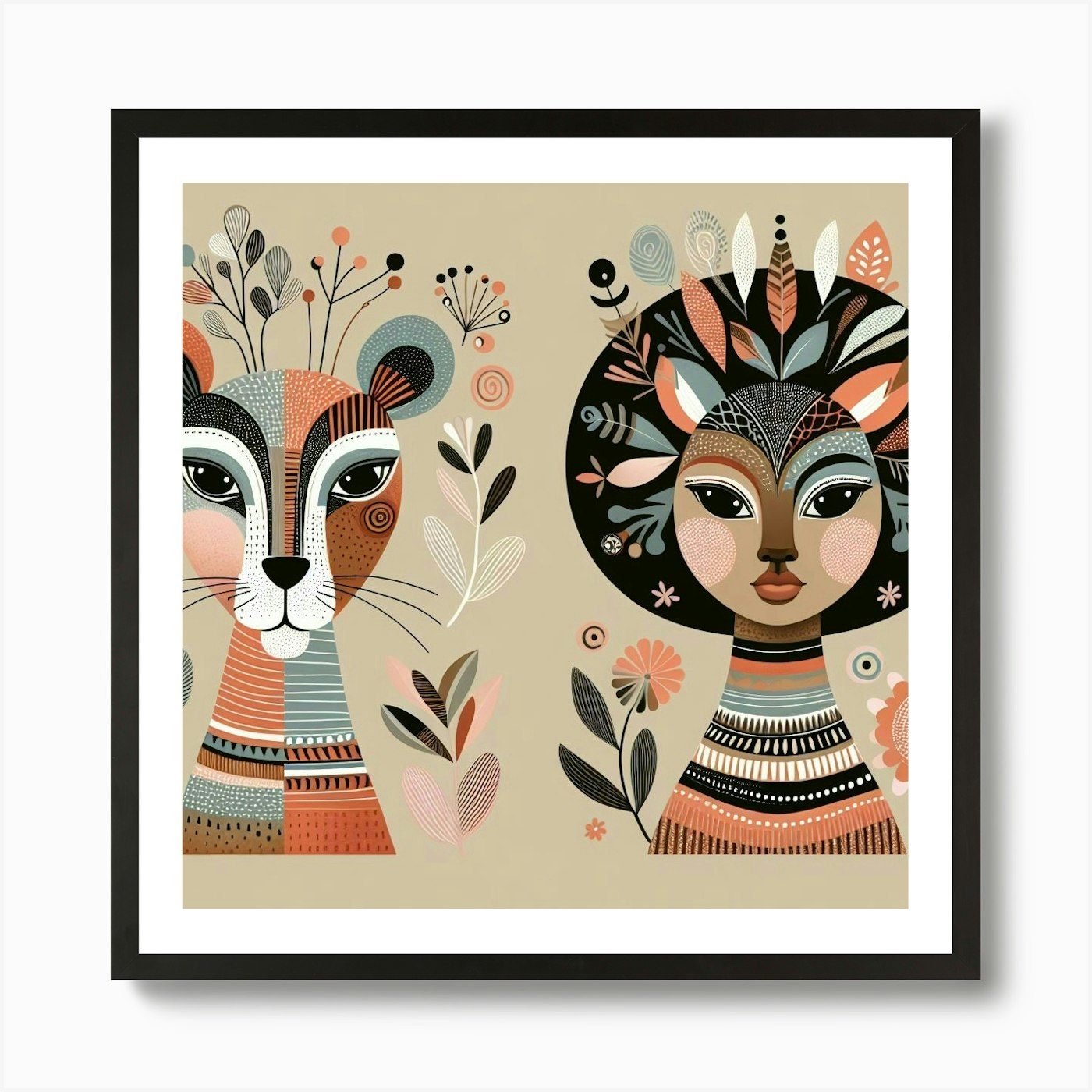 Lion And Lioness Wall Art Art Print Framed Wall Art Poster Canvas Print Picture