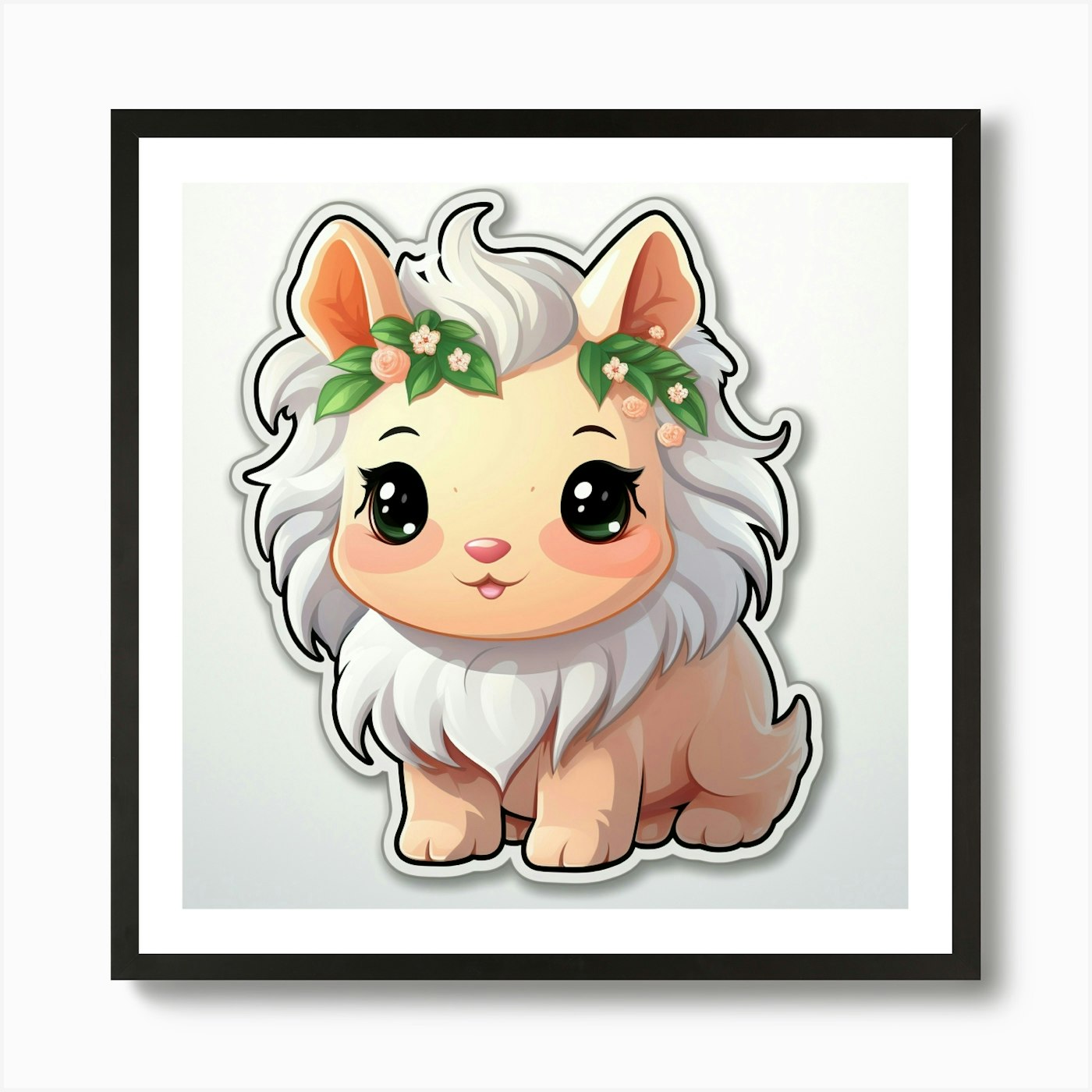 Cute Lion Sticker 1 Art Print Framed Wall Art Poster Canvas Print Picture