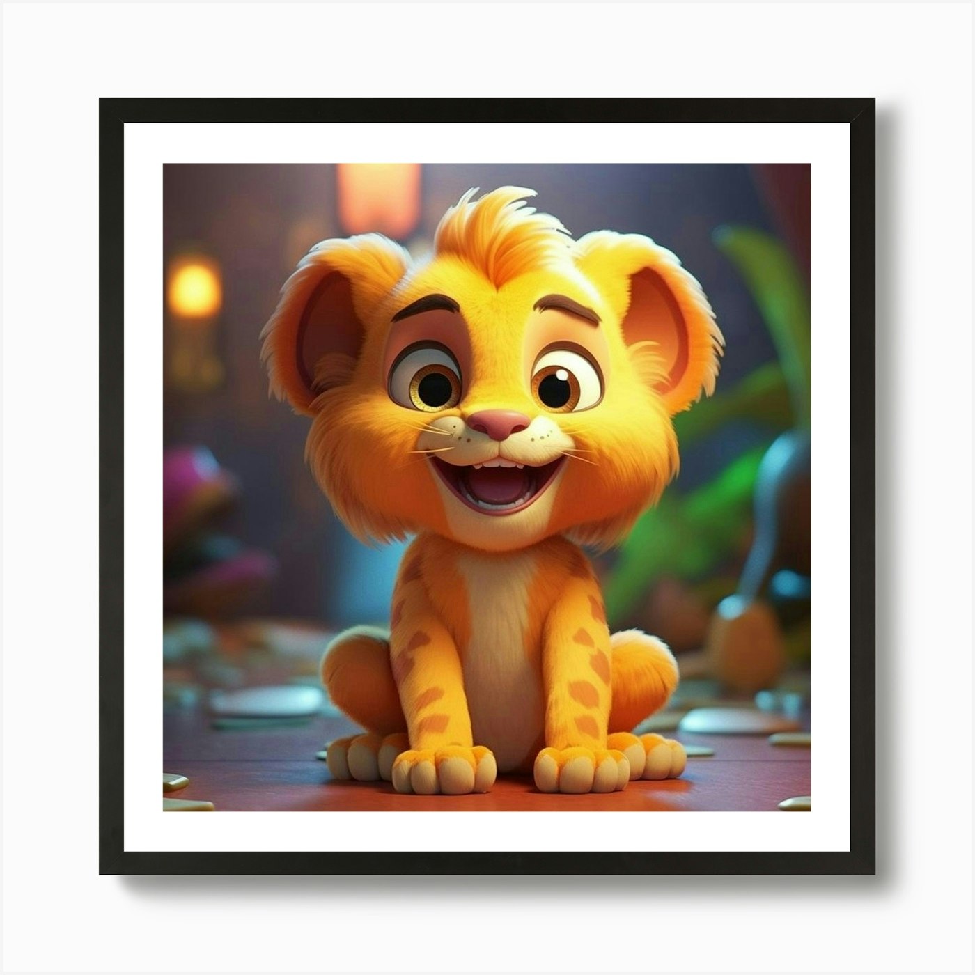 Lion Cub Art Print Framed Wall Art Poster Canvas Print Picture