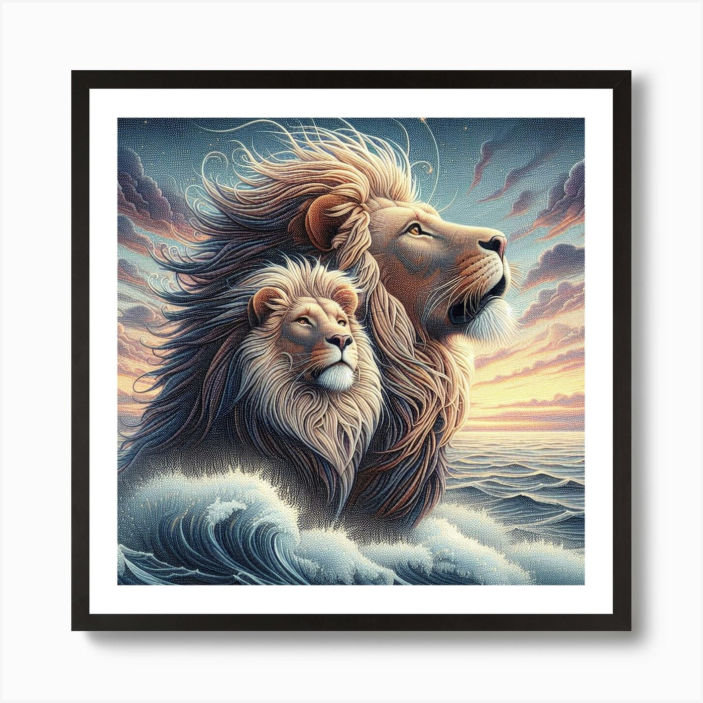 Lions Art Print Framed Wall Art Poster Canvas Print Picture