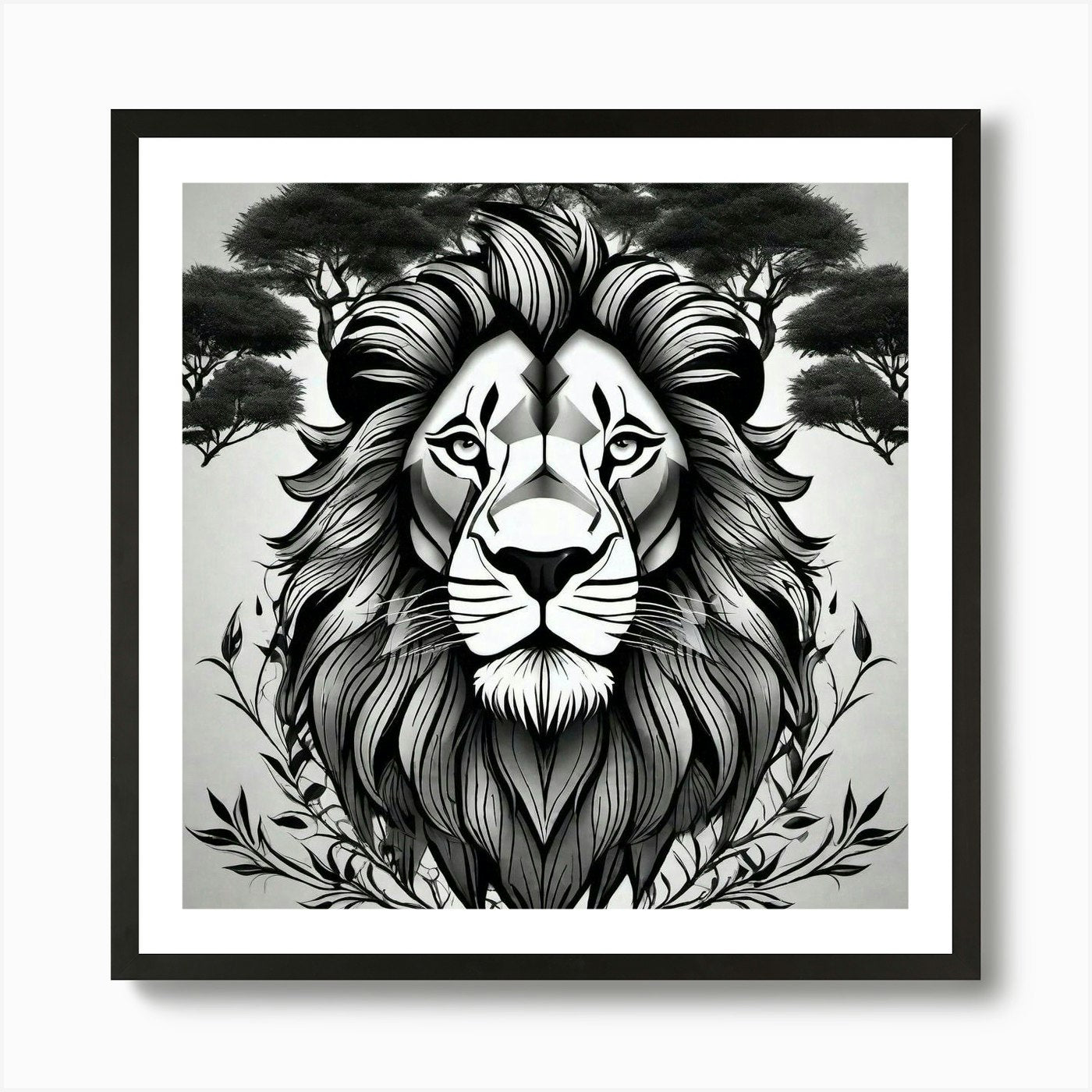 Lion Head 16 Art Print Framed Wall Art Poster Canvas Print Picture