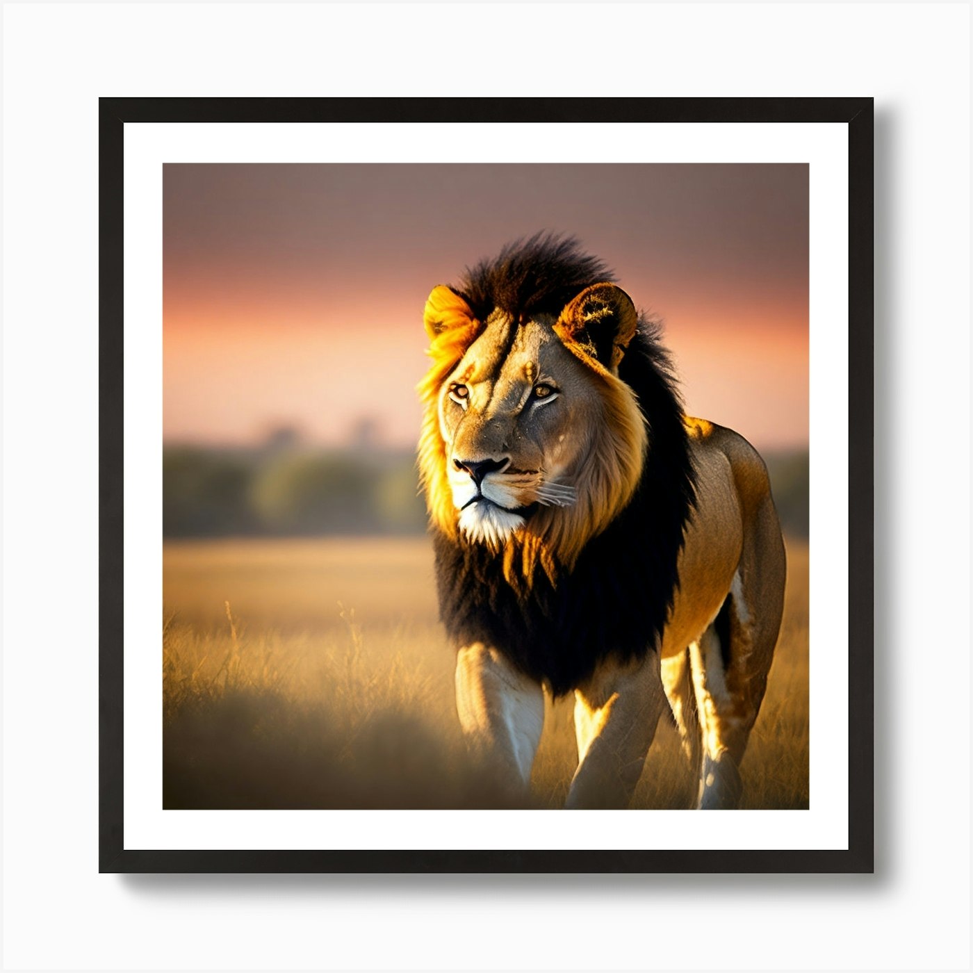 Lion In The Grass 1 Art Print Framed Wall Art Poster Canvas Print Picture