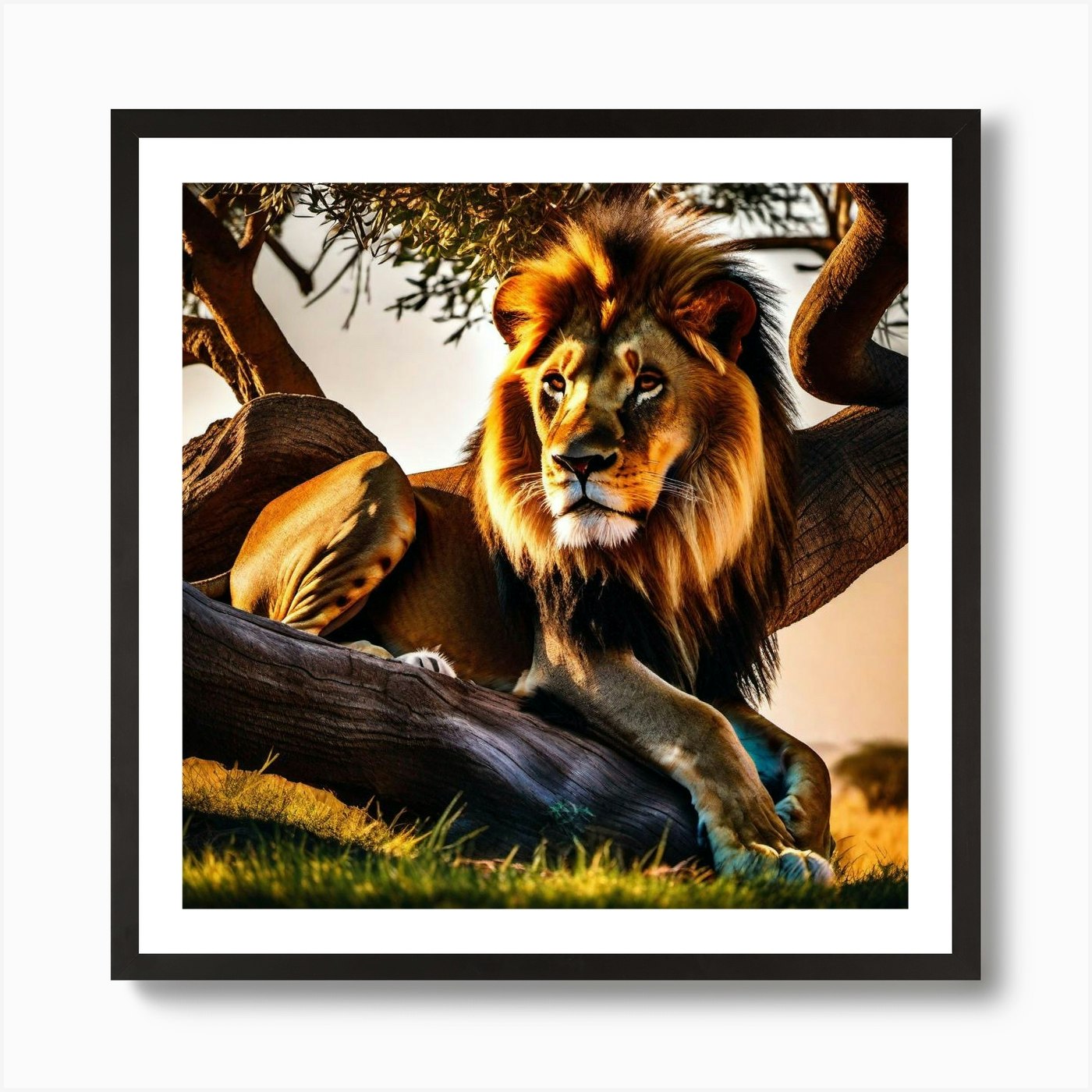 Lion In The Tree 14 Art Print Framed Wall Art Poster Canvas Print Picture