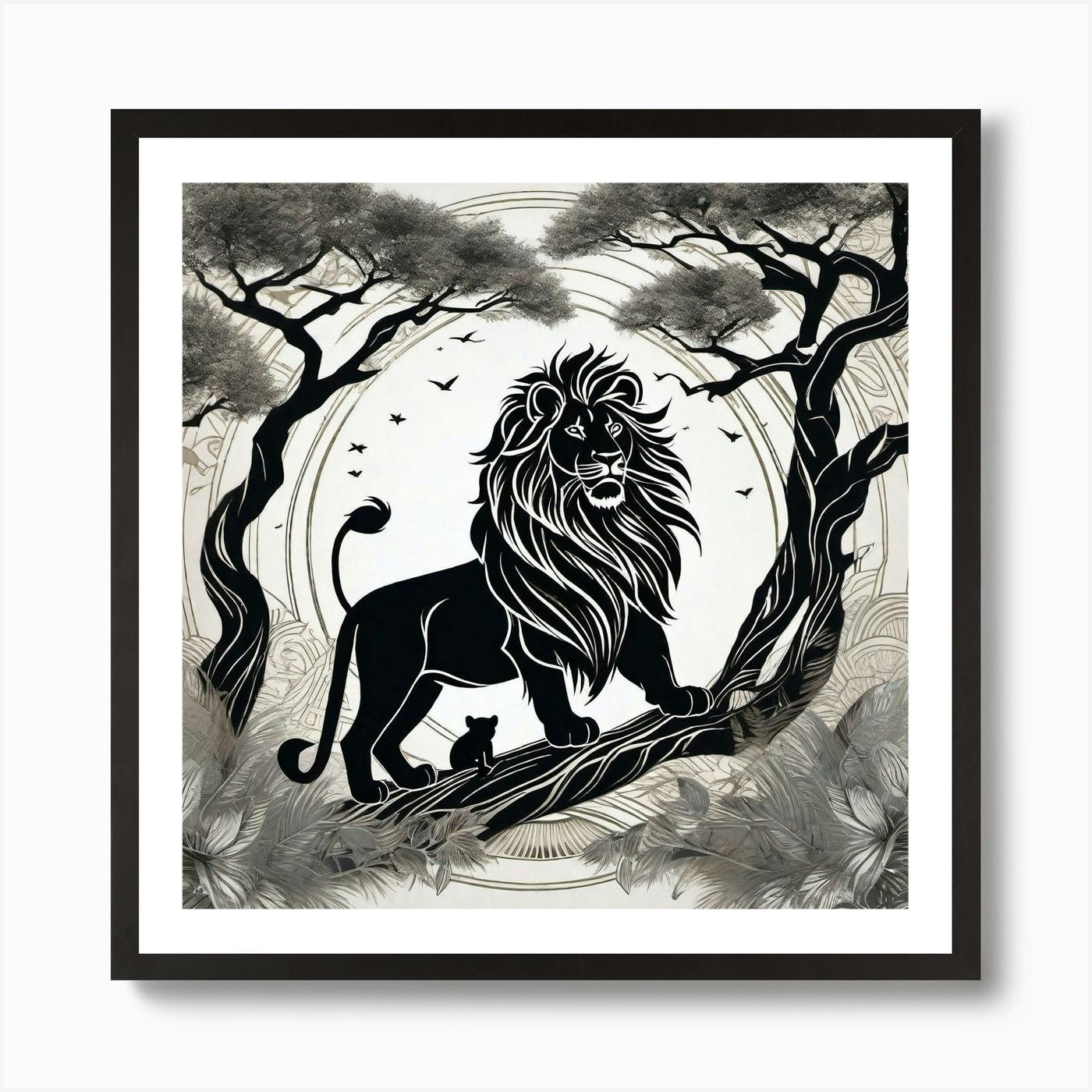 Lion In The Forest 39 Art Print Framed Wall Art Poster Canvas Print Picture