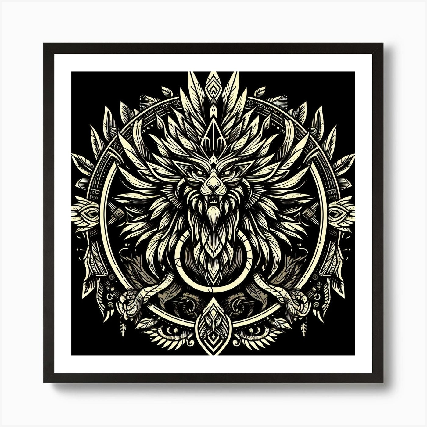 Lion Head Art Print Framed Wall Art Poster Canvas Print Picture
