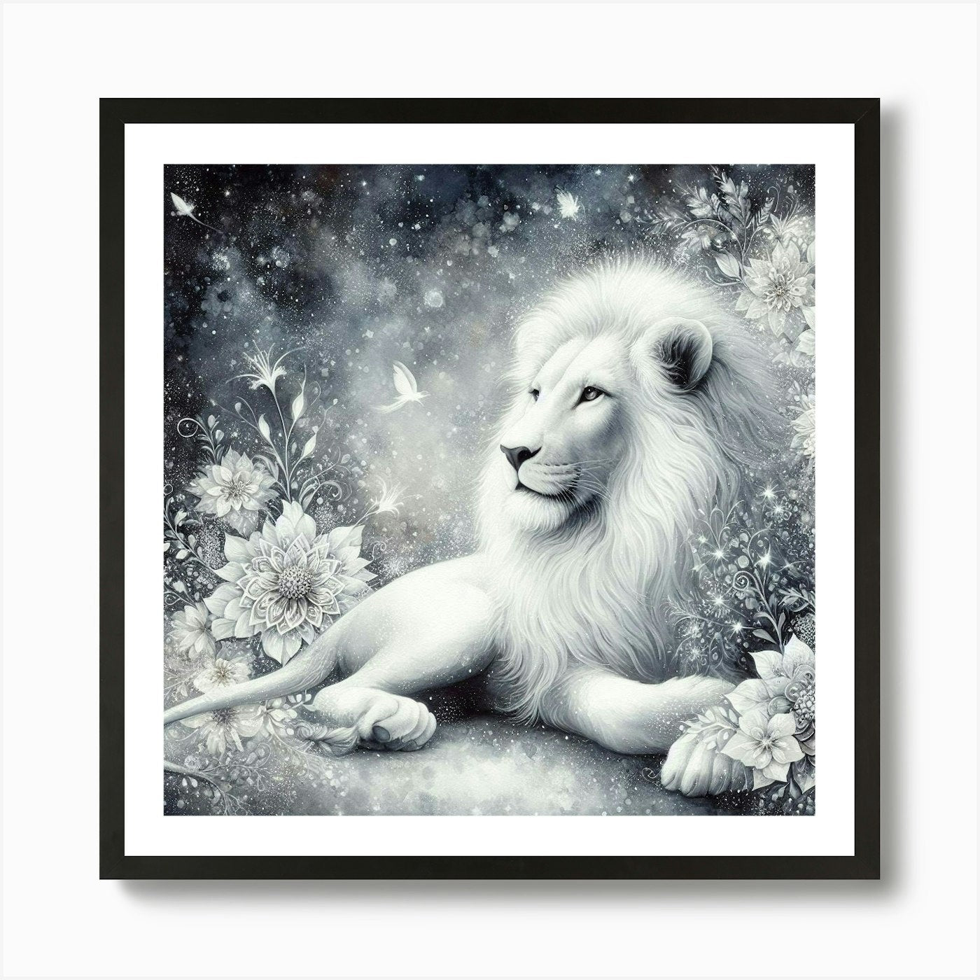 White Lion 3 Art Print Framed Wall Art Poster Canvas Print Picture