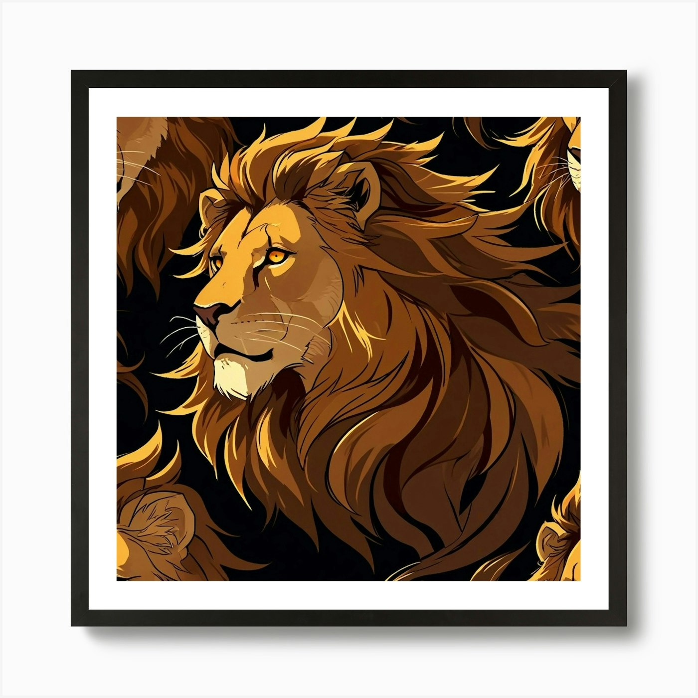Seamless Pattern Of Lions Art Print Framed Wall Art Poster Canvas Print Picture