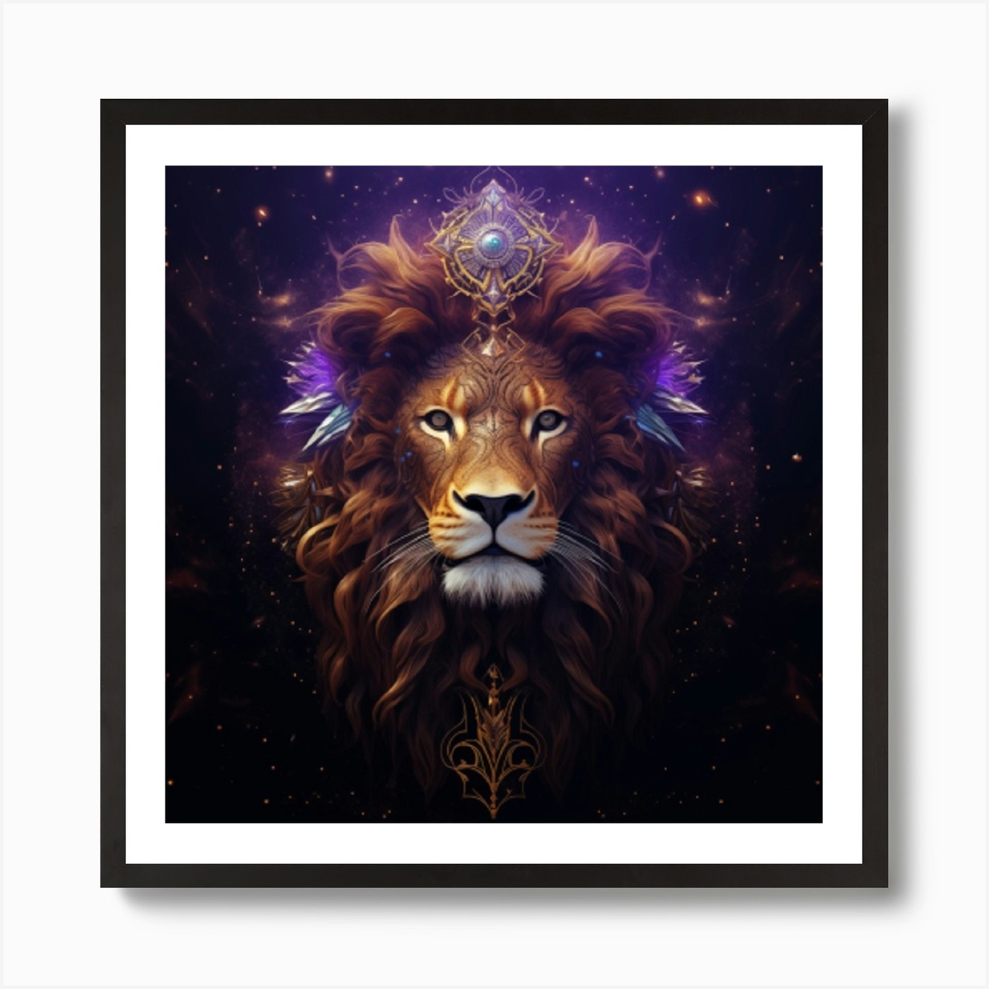Mystic Lion Art Print Framed Wall Art Poster Canvas Print Picture