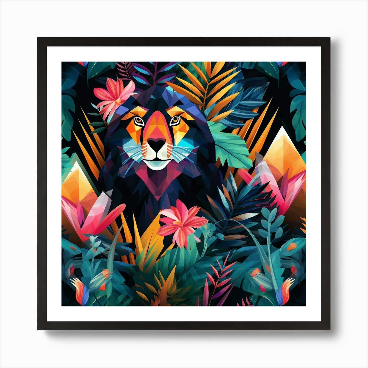 Lion In The Jungle 16 Art Print Framed Wall Art Poster Canvas Print Picture