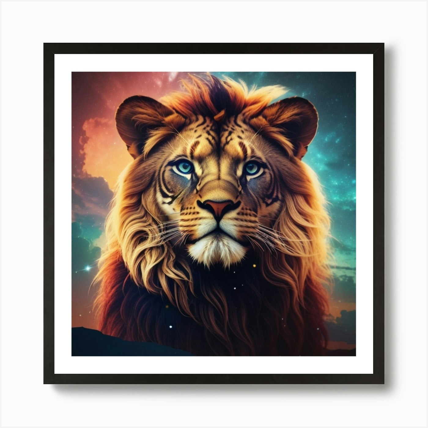 A single lion Art Print Framed Wall Art Poster Canvas Print Picture