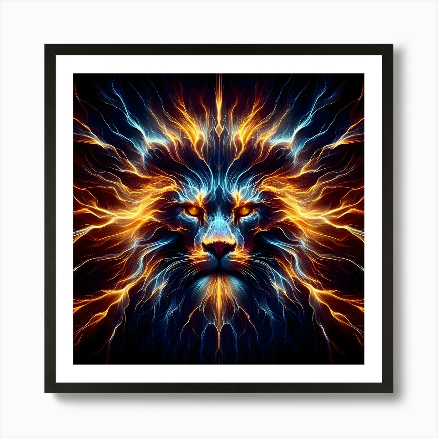 Fire Lion 1 Art Print Framed Wall Art Poster Canvas Print Picture