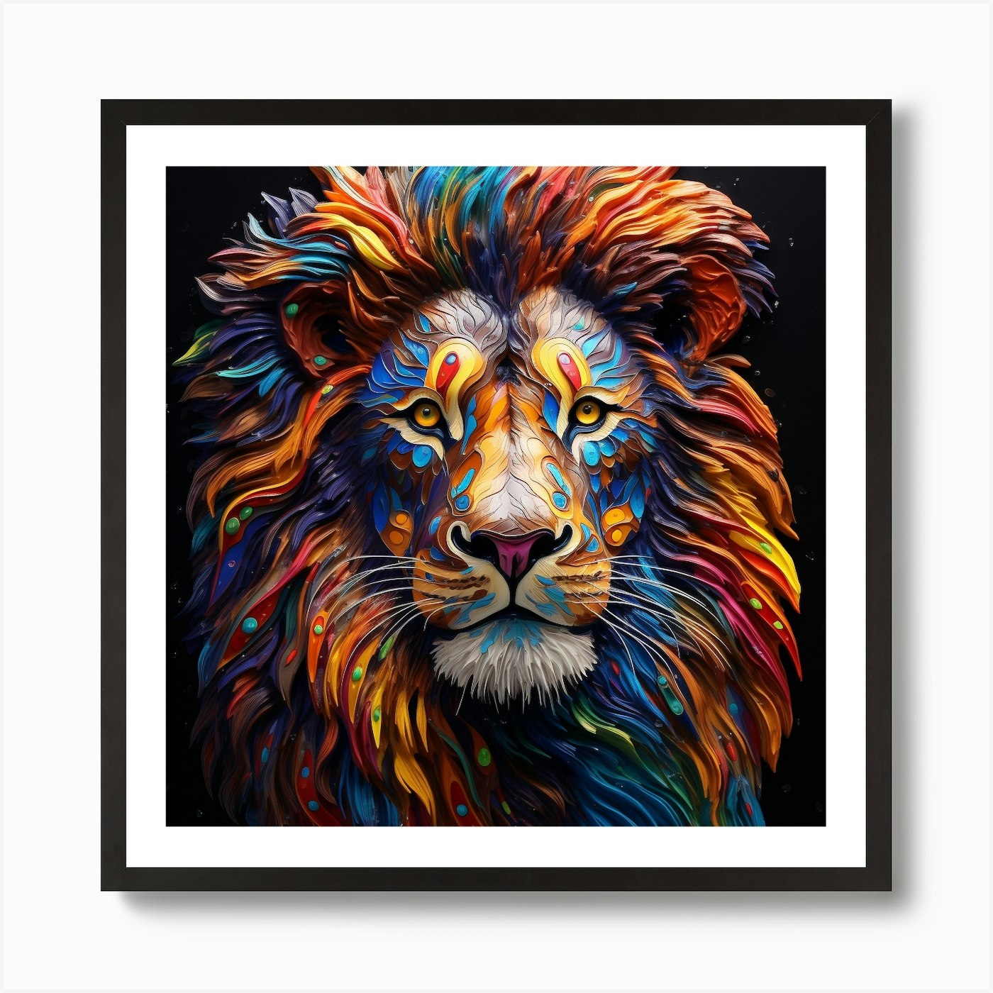 Colorful Lion 3 Art Print Framed Wall Art Poster Canvas Print Picture