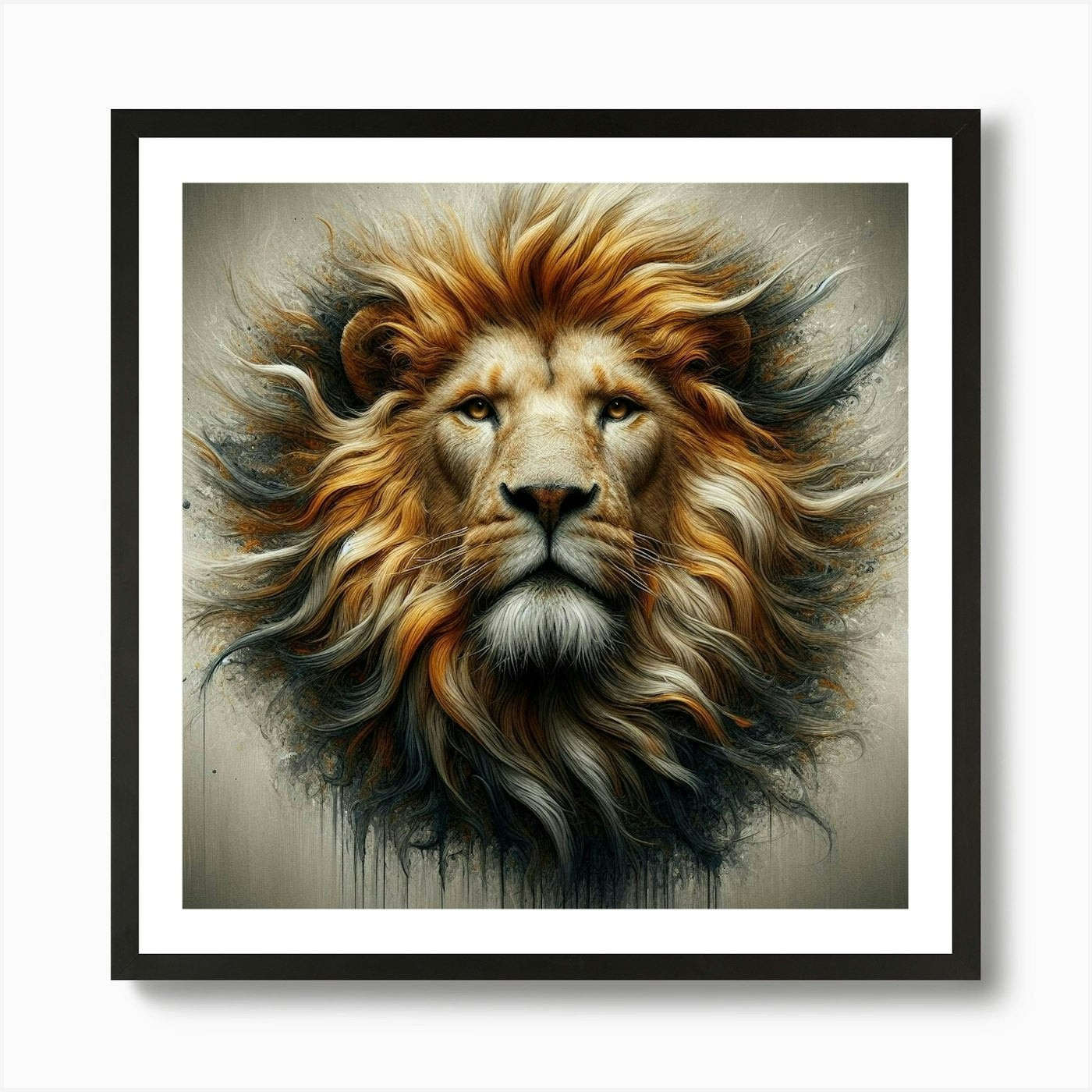 Lion Head 10 Art Print Framed Wall Art Poster Canvas Print Picture