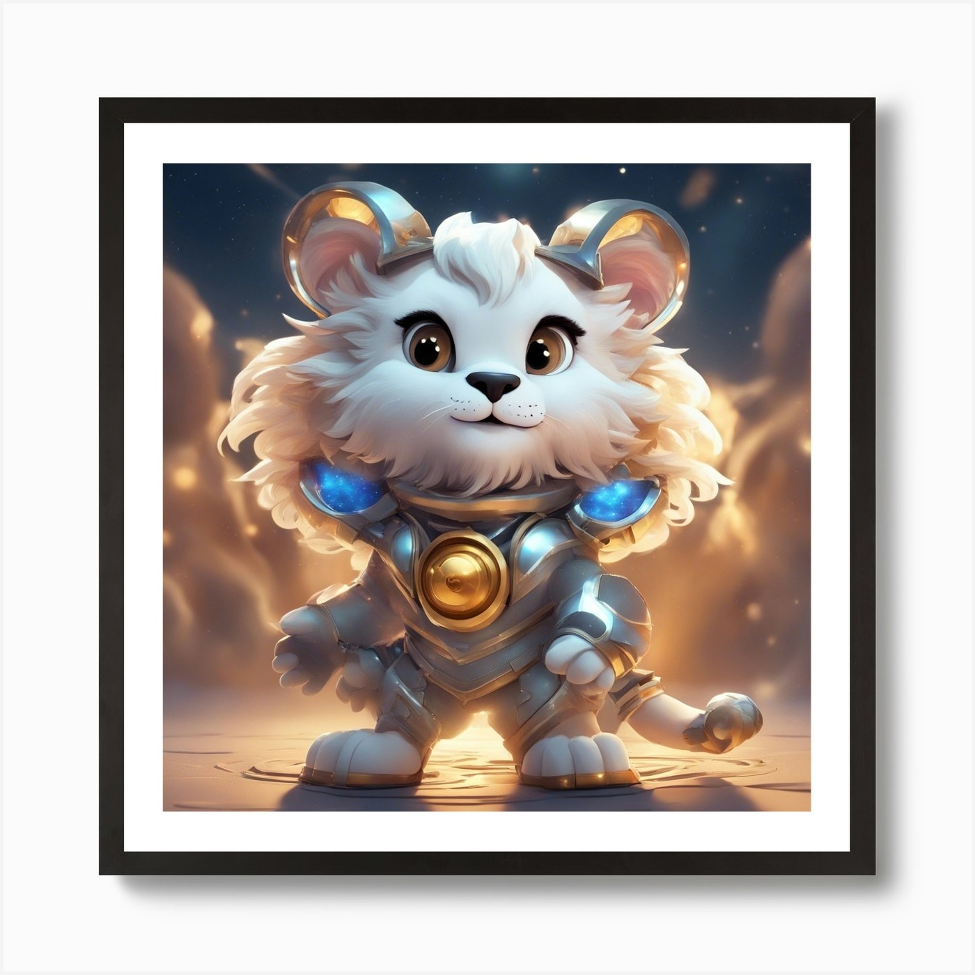 A Super Cute Chibi Zodiac Lion, In Framed Wall Art Poster Canvas Print Picture