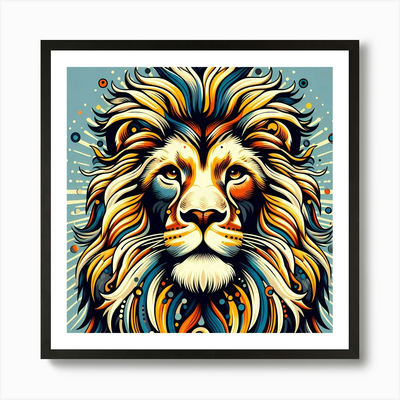 Lion Head 5 Art Print Framed Wall Art Poster Canvas Print Picture