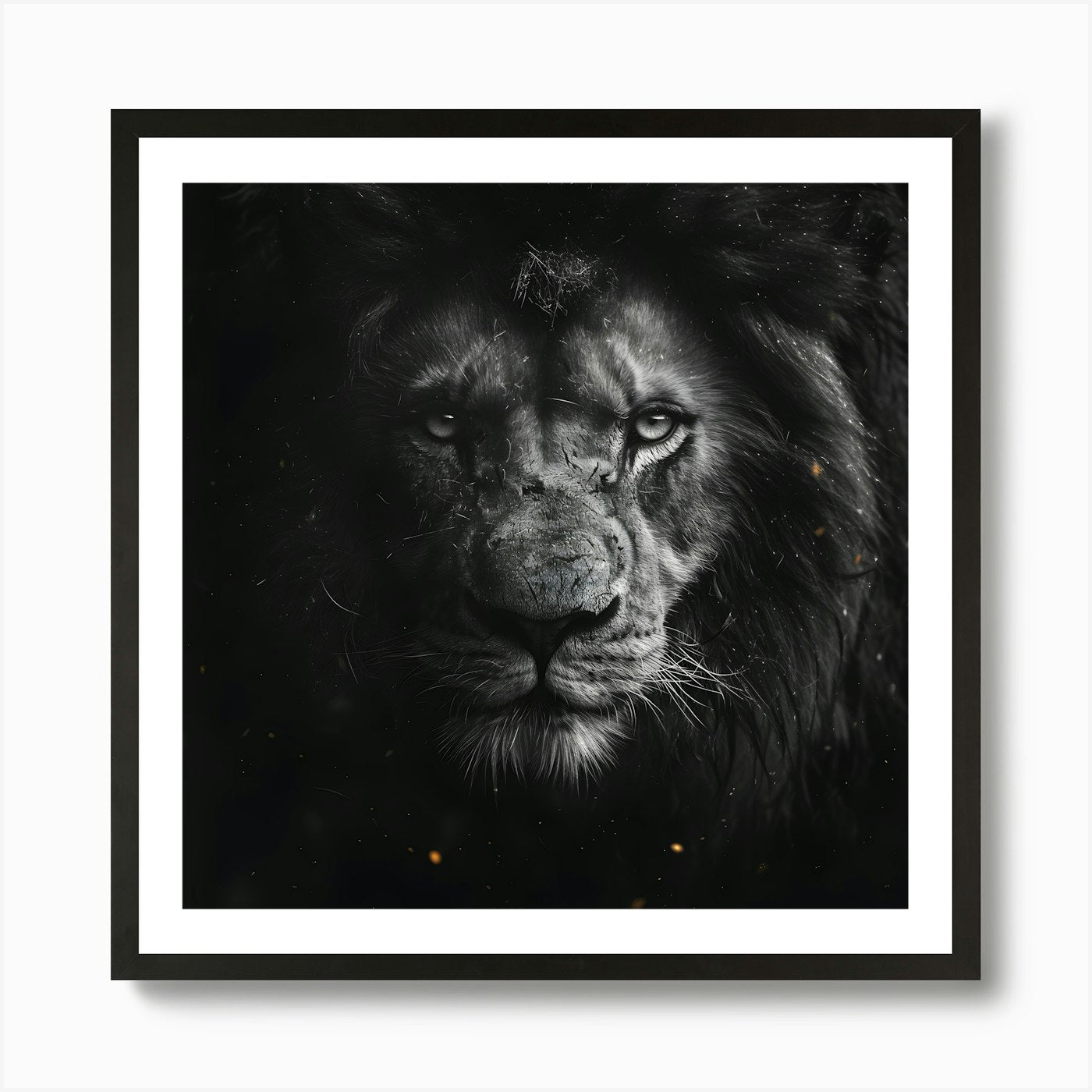 Lion Closeup Stippling Style 1 Art Framed Wall Art Poster Canvas Print Picture