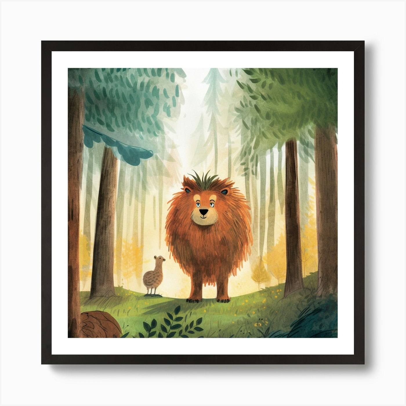 Lion In The Forest Art Print Framed Wall Art Poster Canvas Print Picture