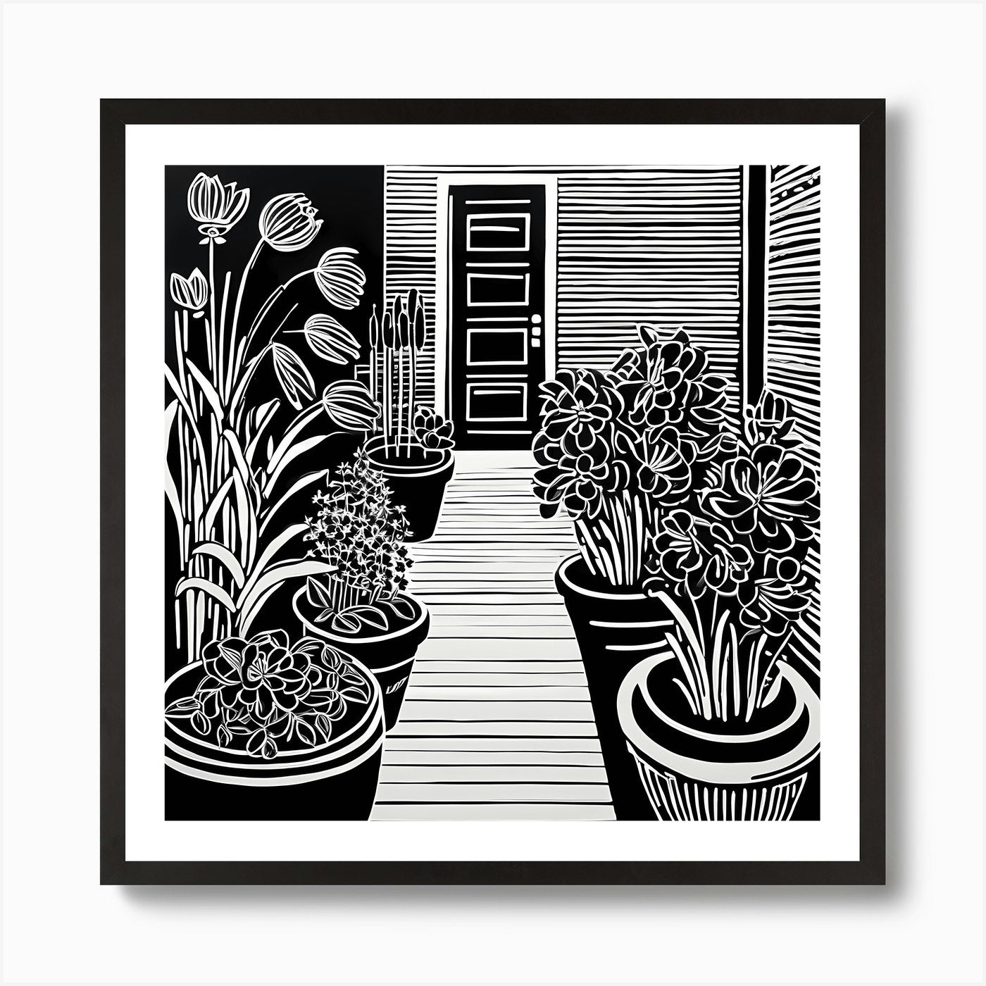 Lion cut inspired Black and white G Framed Wall Art Poster Canvas Print Picture