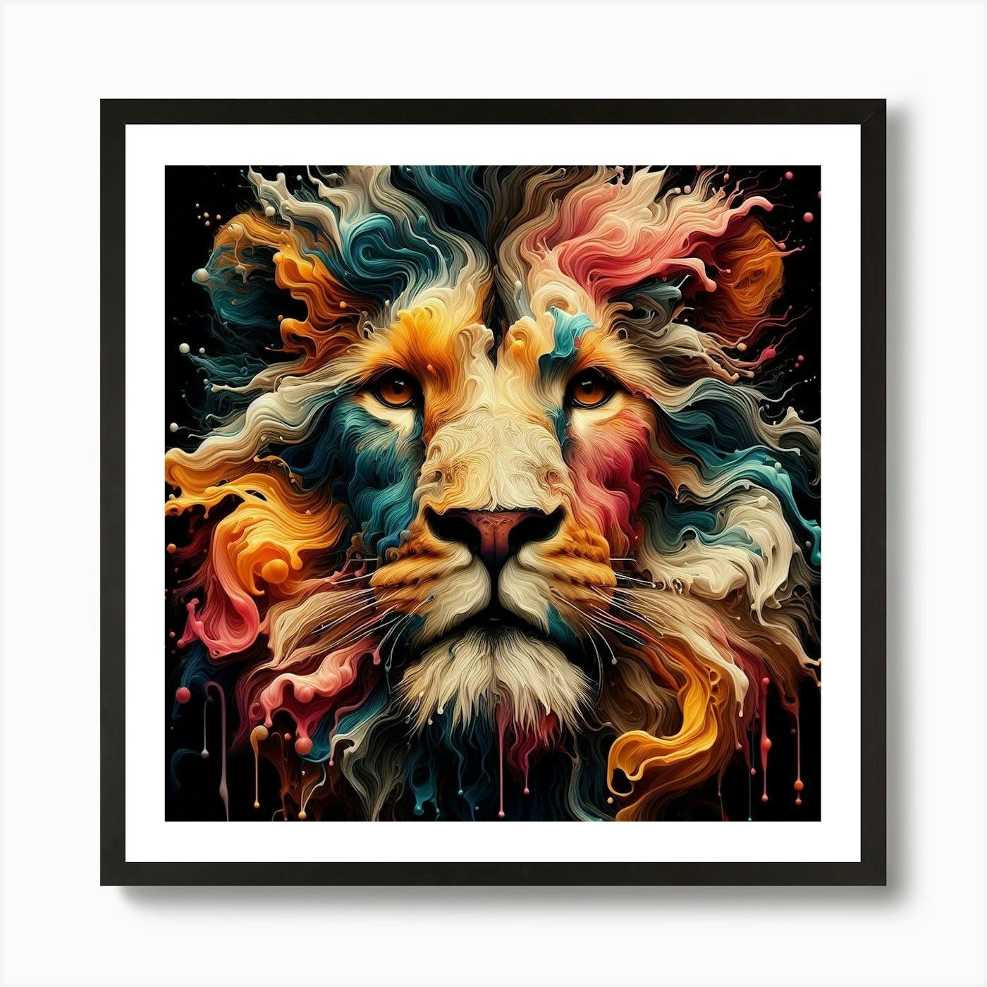 Lion Head Painting Art Print Framed Wall Art Poster Canvas Print Picture