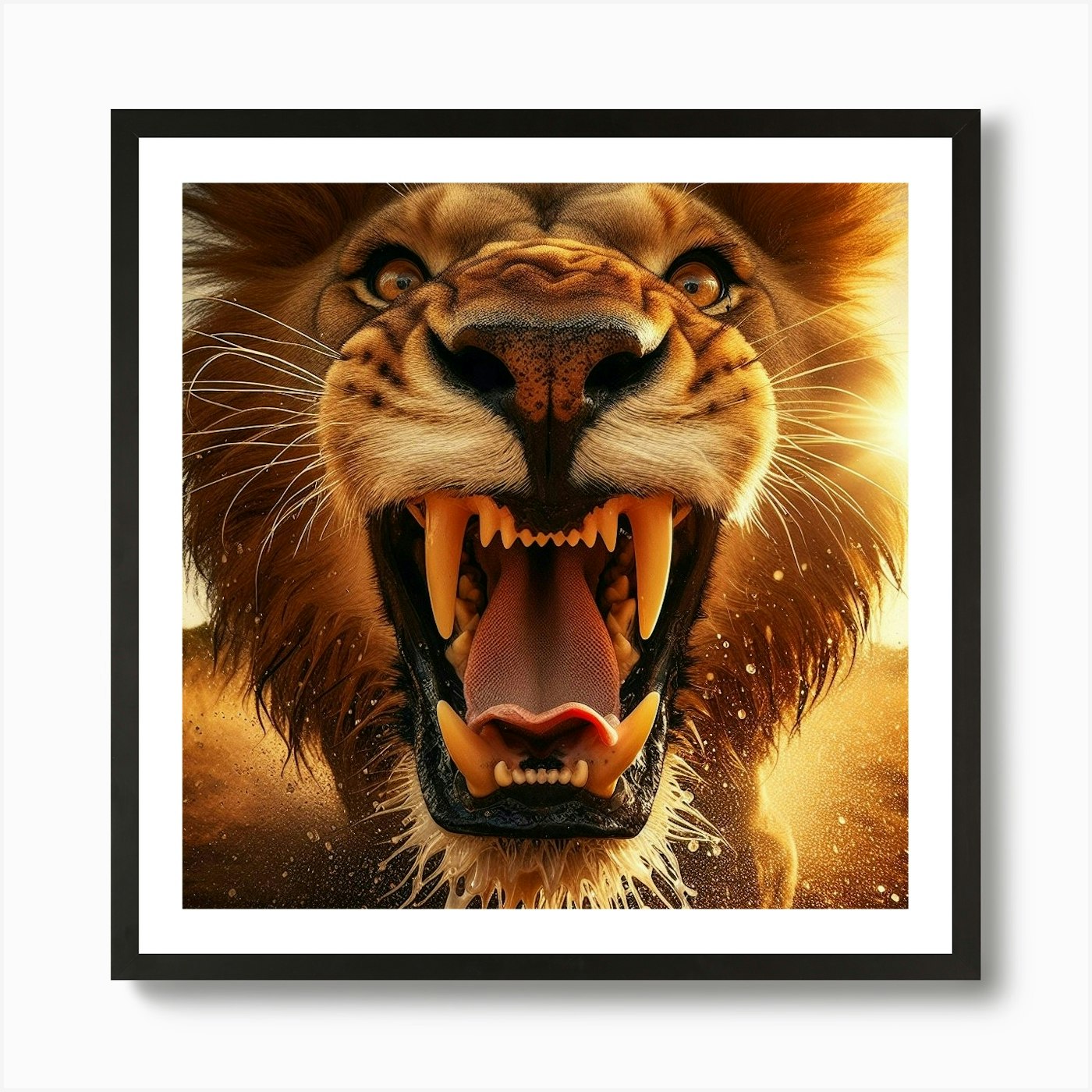 Lion Roaring 2 Art Print Framed Wall Art Poster Canvas Print Picture