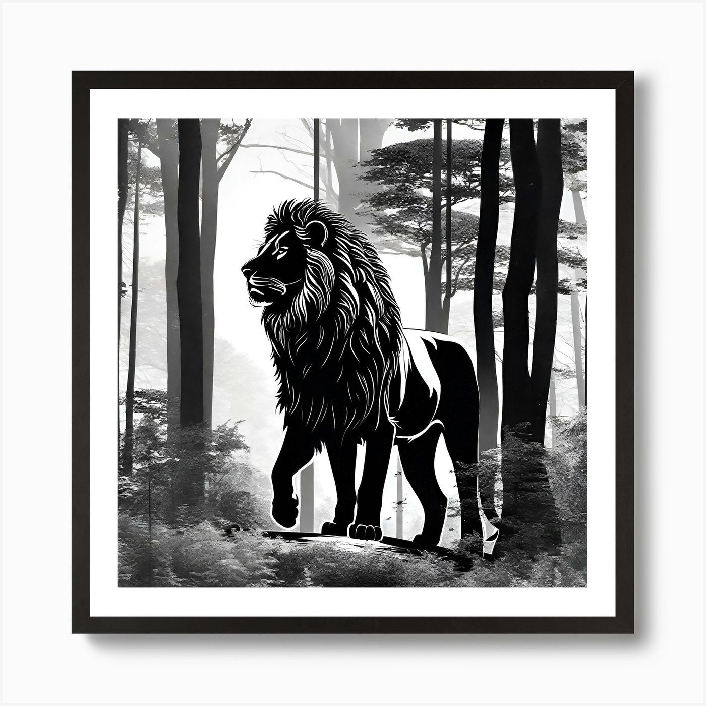 Lion In The Forest 21 Art Print Framed Wall Art Poster Canvas Print Picture