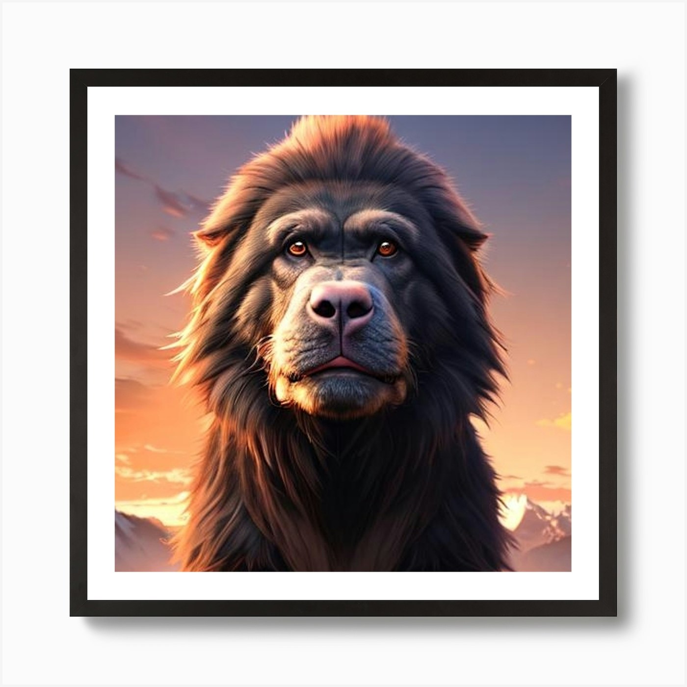 Lion At Sunset Art Print Framed Wall Art Poster Canvas Print Picture