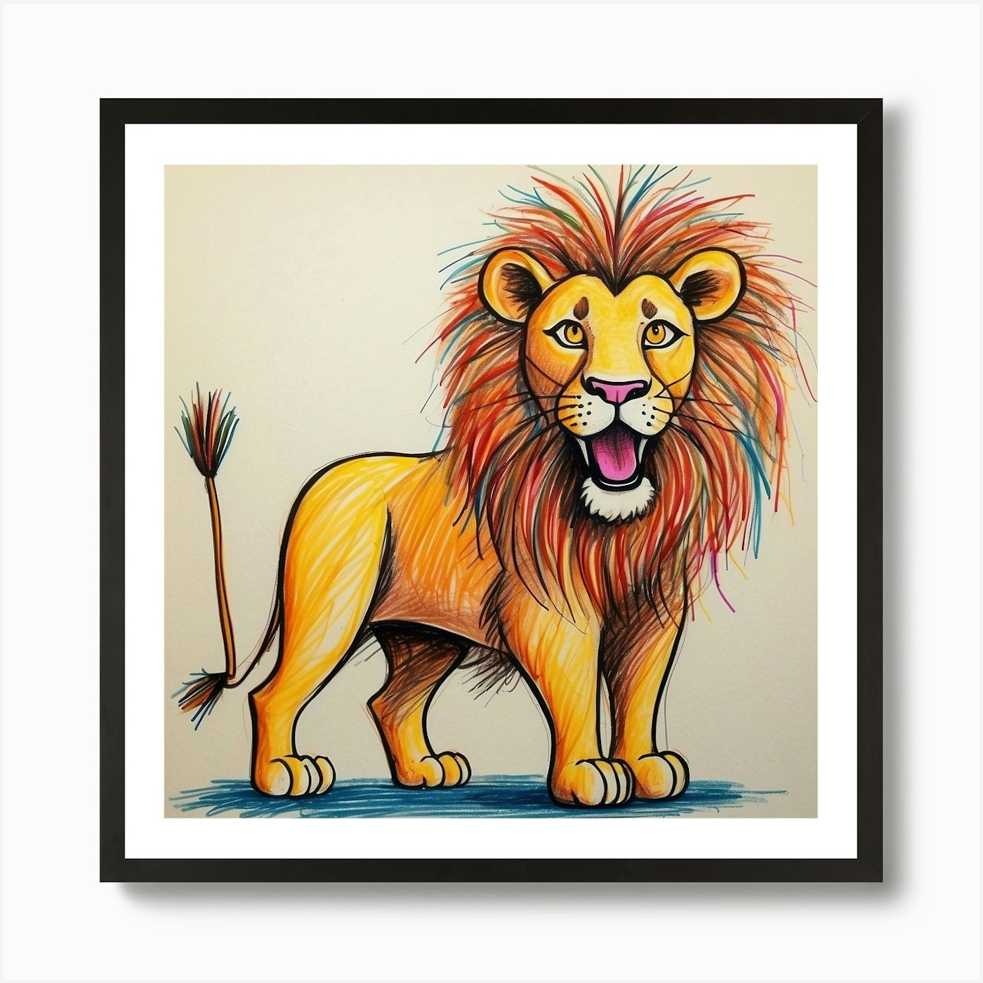 Lion Drawing 16 Art Print Framed Wall Art Poster Canvas Print Picture