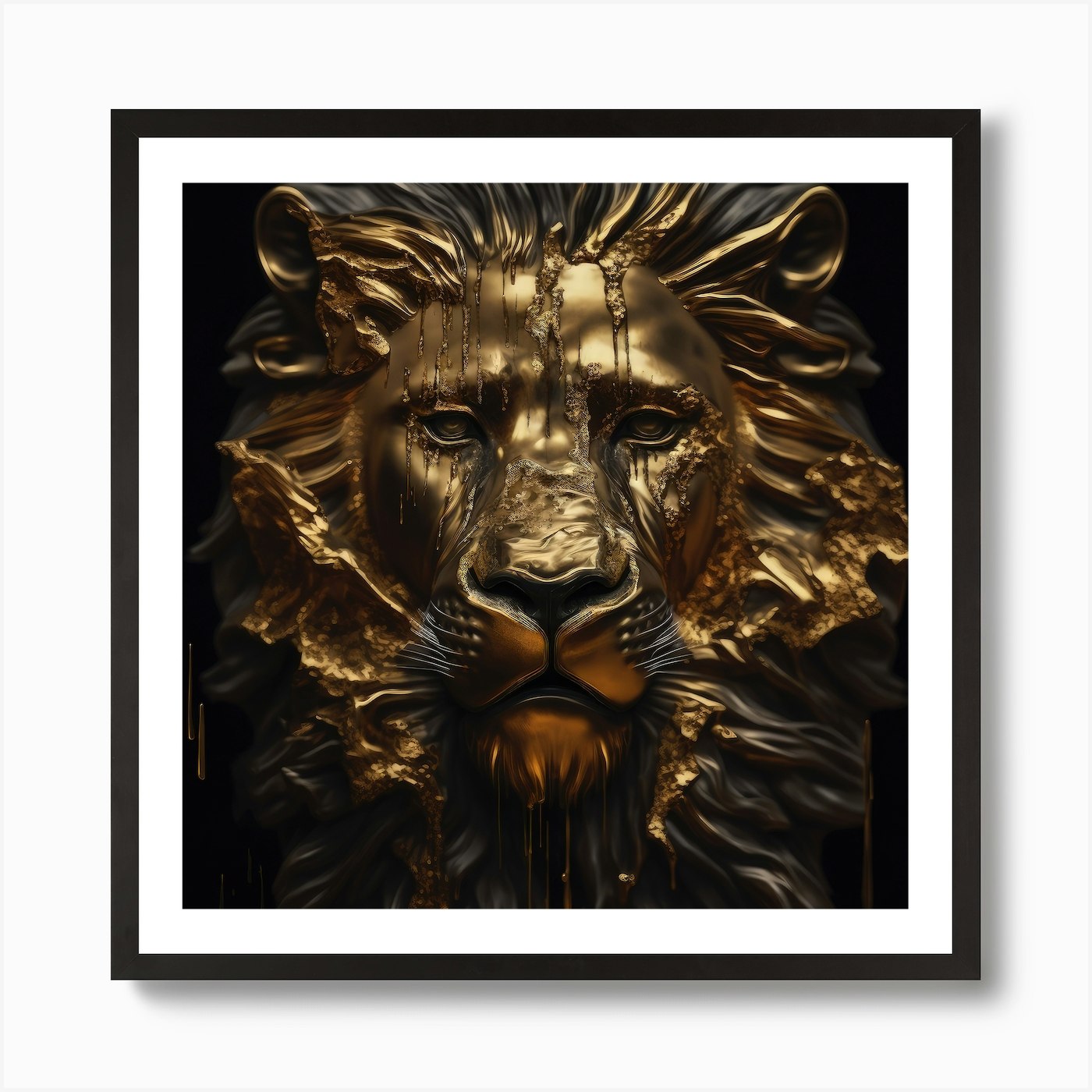 Golden Lion Statue Art Print Framed Wall Art Poster Canvas Print Picture